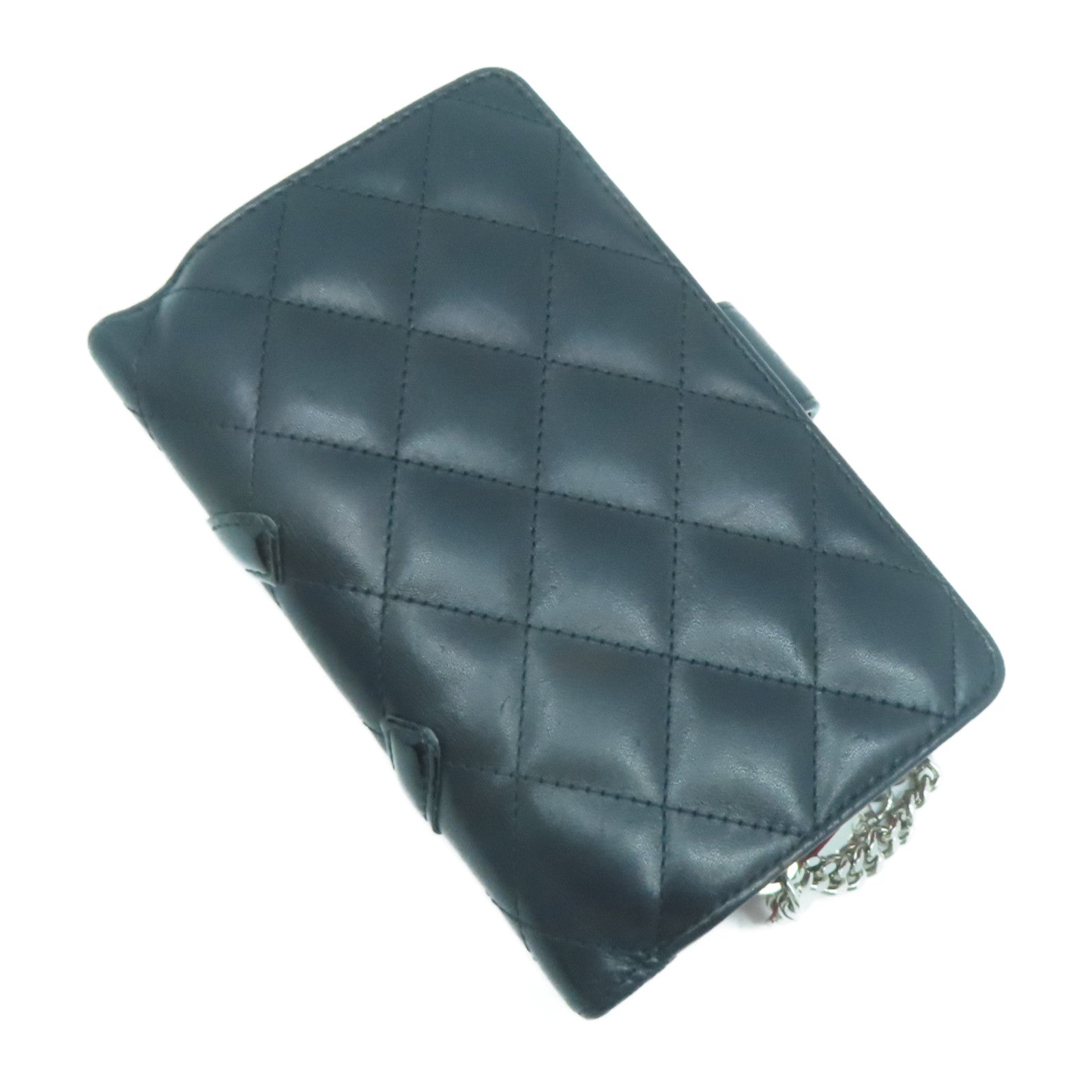 CHANEL 牛皮皮革Cambon Line Wallet銀扣錢包黑色