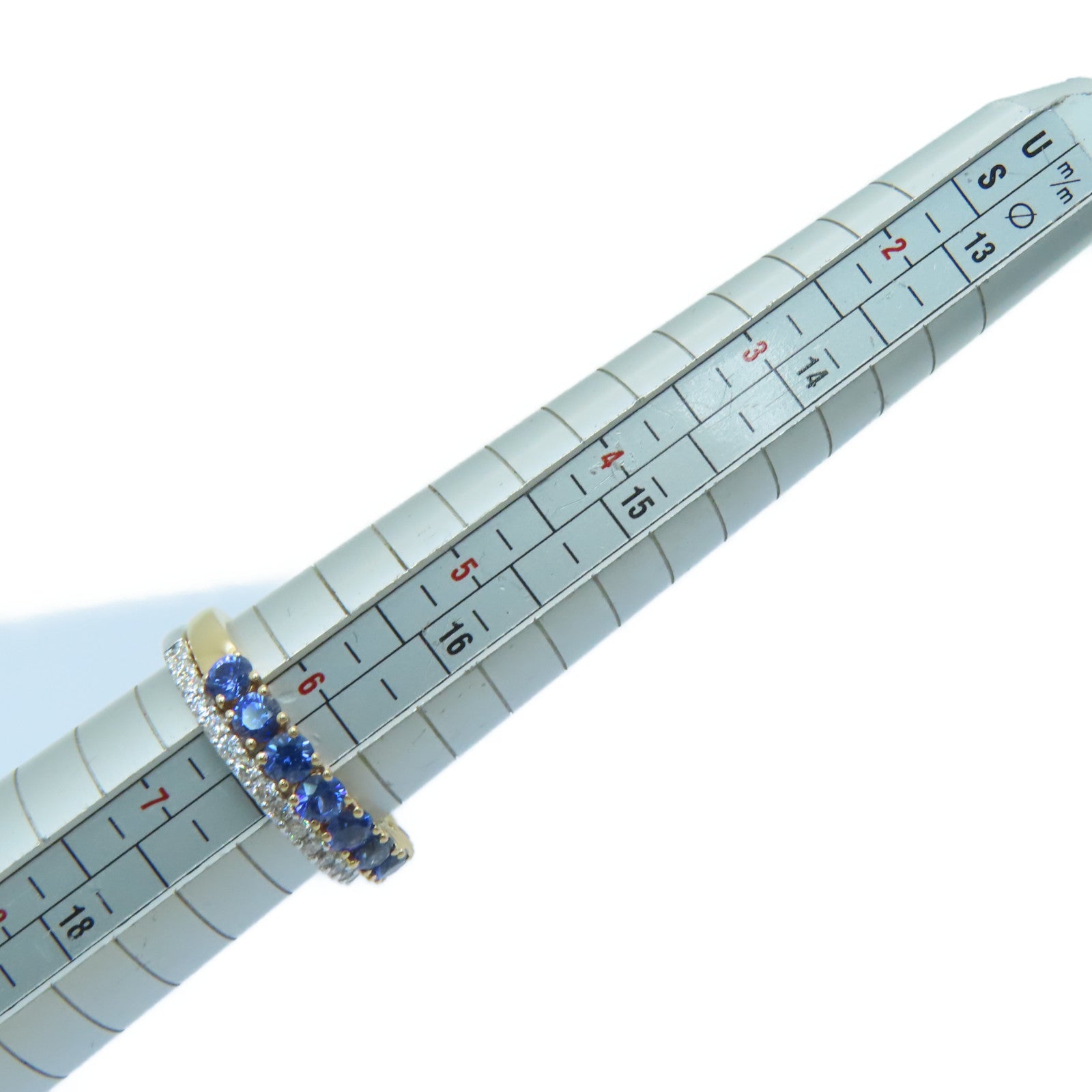 JEWELRY 【激減優惠】18K白金/玫瑰金0.16ct藍寶石/0.23ct鑽石戒指US#6.5