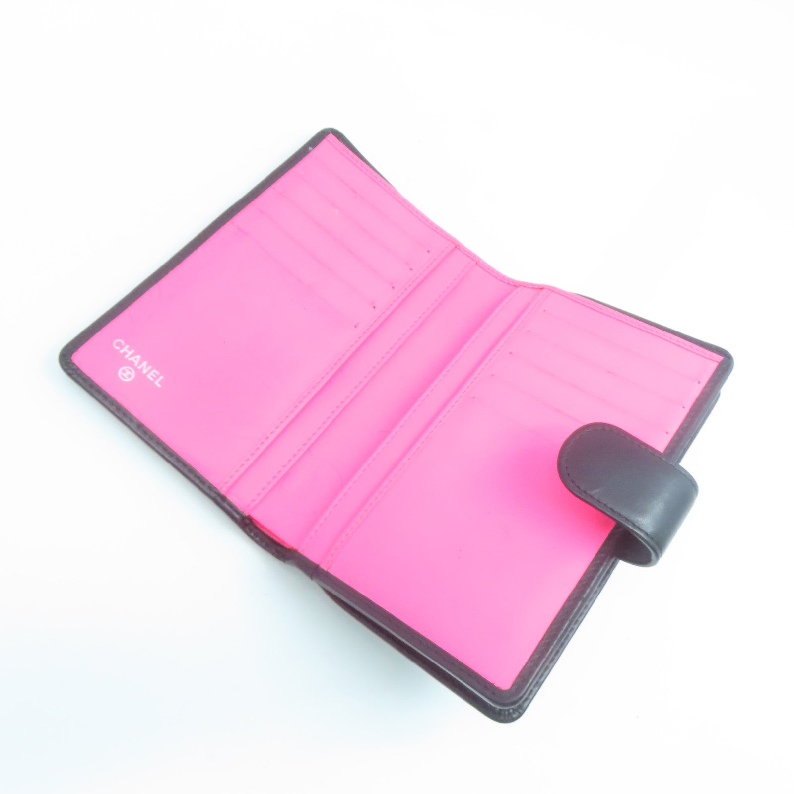 CHANEL 牛皮皮革Cambon Line Wallet銀扣錢包黑色