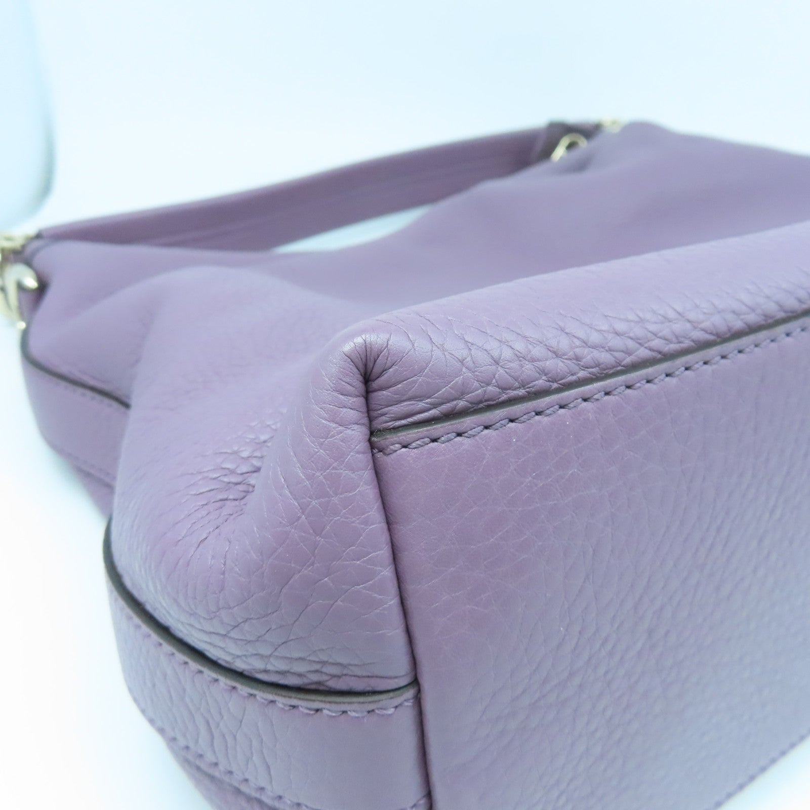 GUCCI Cowhide Leather Shoulder Bag Silver Buckle Handle Shoulder Bag Purple