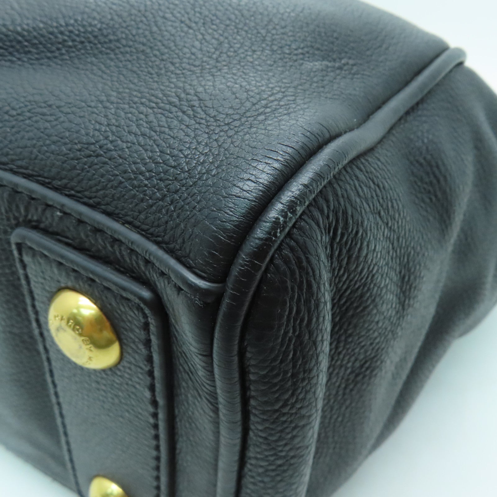 MARC BY MARC JACOBS 【激減優惠】牛皮皮革2 Way Shoulder金扣手挽肩背兩用袋黑色