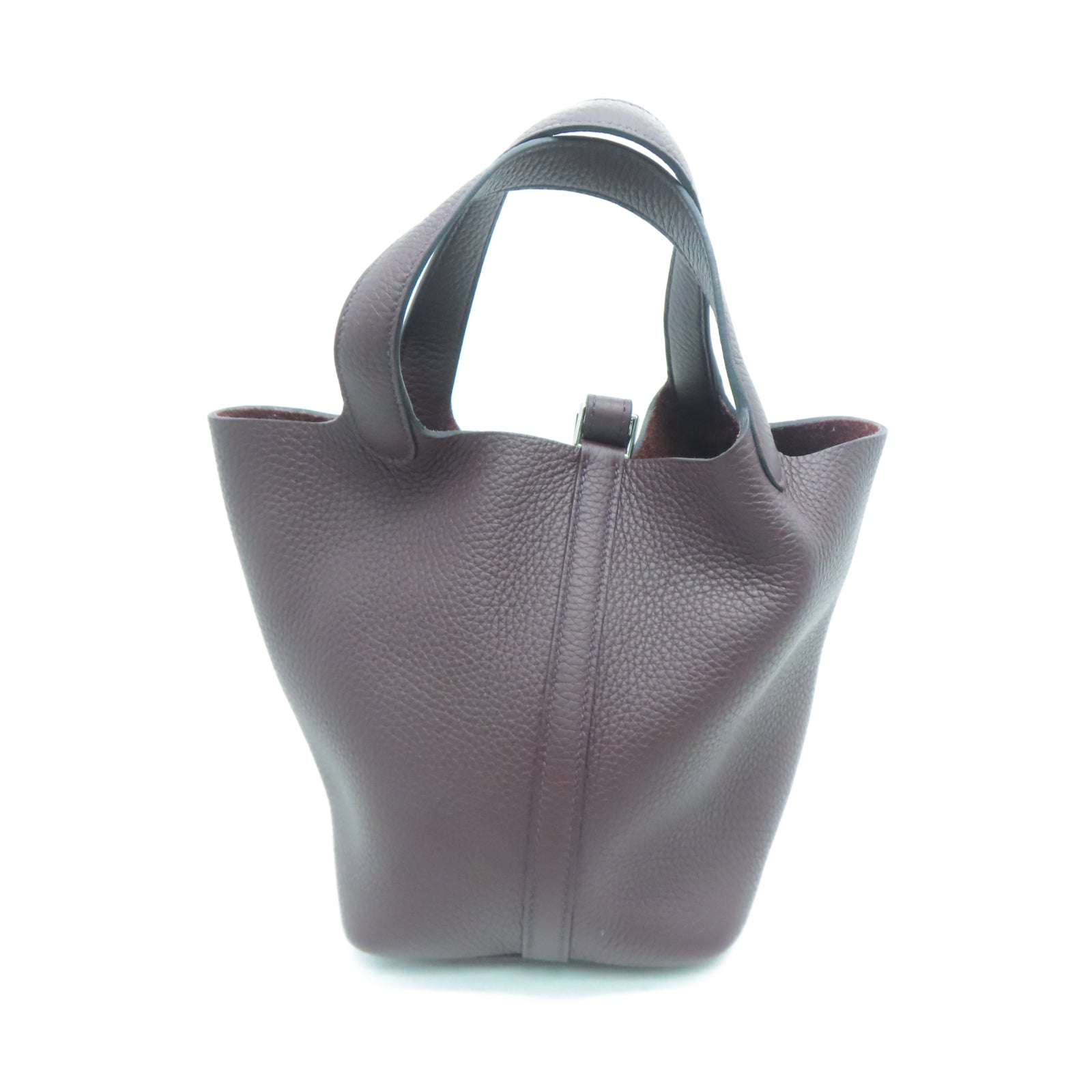 HERMES Taurillon Clemence皮革Picotin PM银扣手挽袋红色