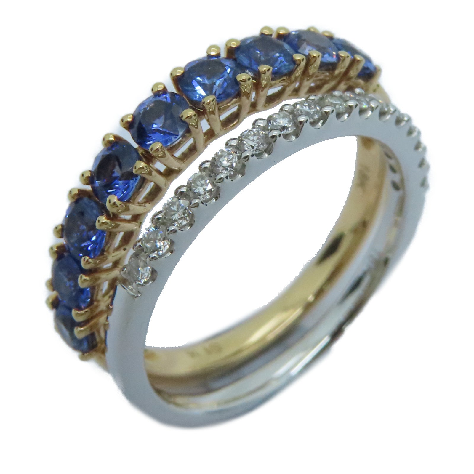 JEWELRY 【激減優惠】18K白金/玫瑰金0.16ct藍寶石/0.23ct鑽石戒指US#6.5
