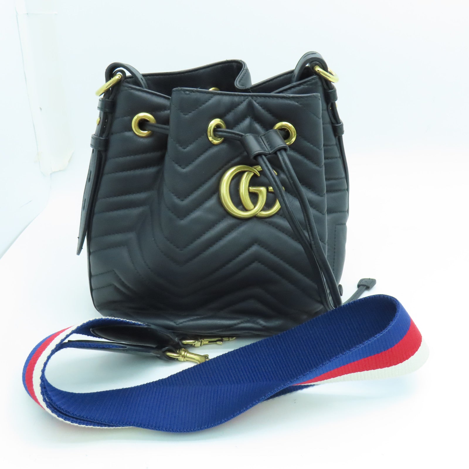 GUCCI 斜纹牛皮皮革Shoulder Bag金扣肩背袋黑色