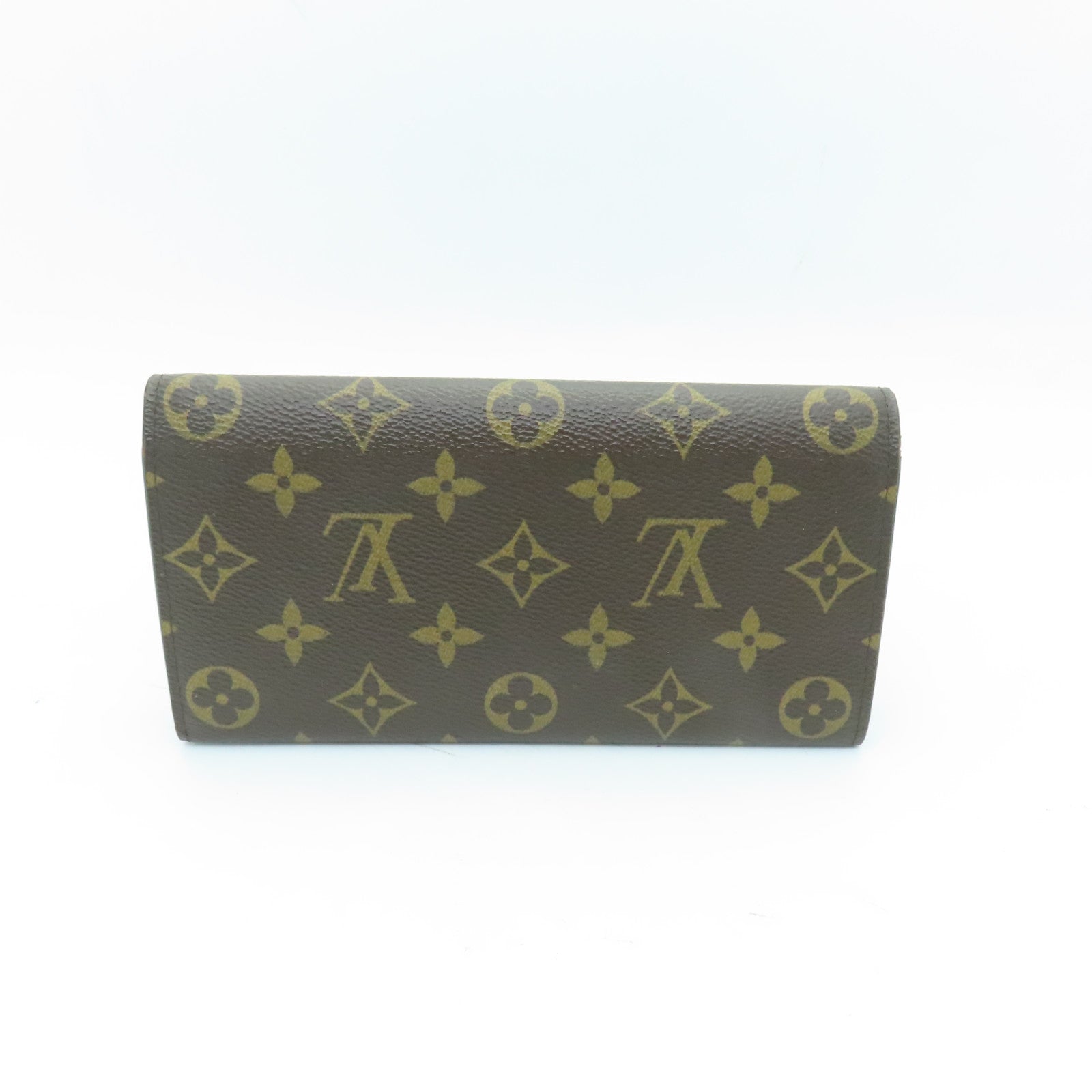LOUIS VUITTON Monogram Wallet Gold Buckle Long Wallet Brown/Wine Red