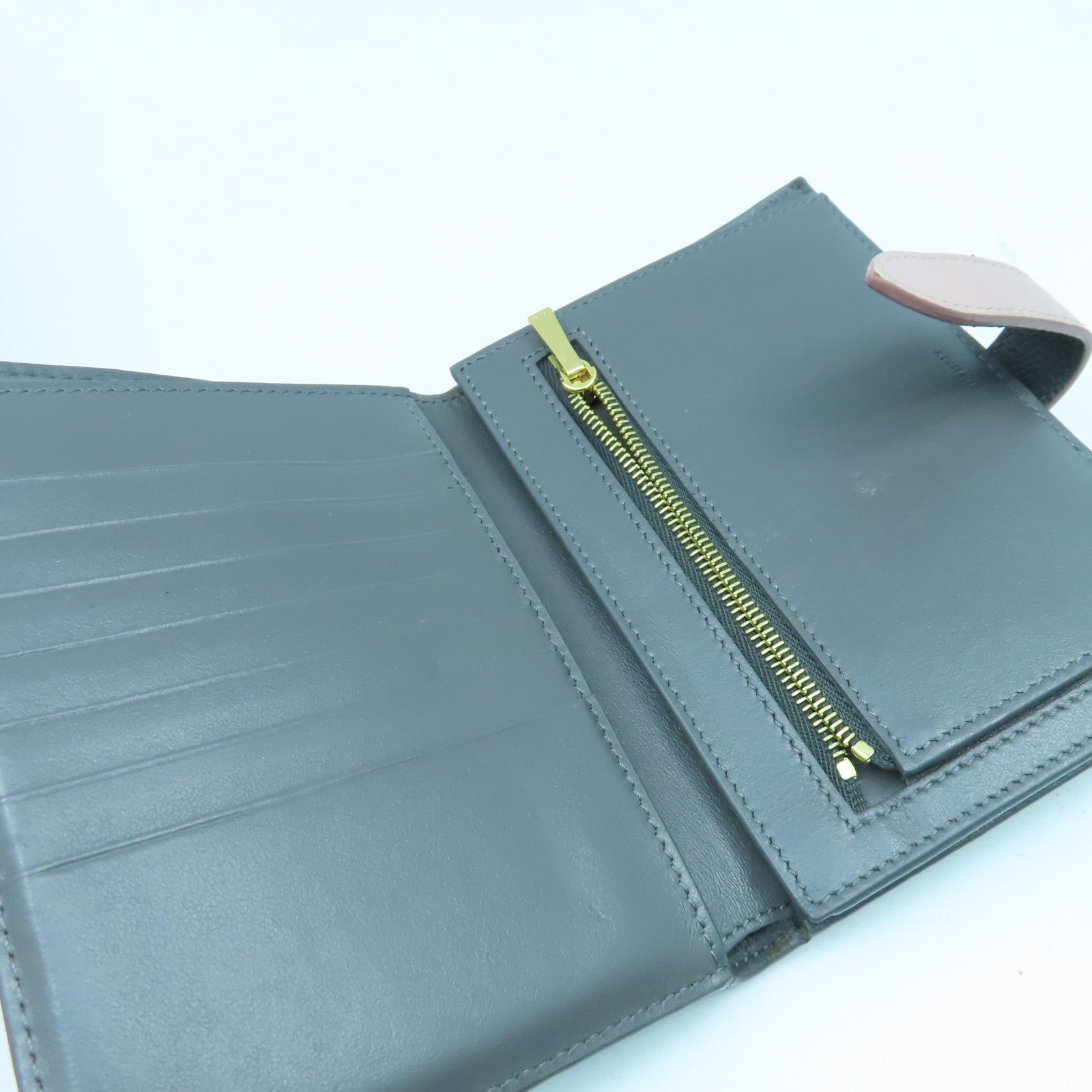 CELINE 牛皮皮革Wallet金扣錢包灰色粉紅色