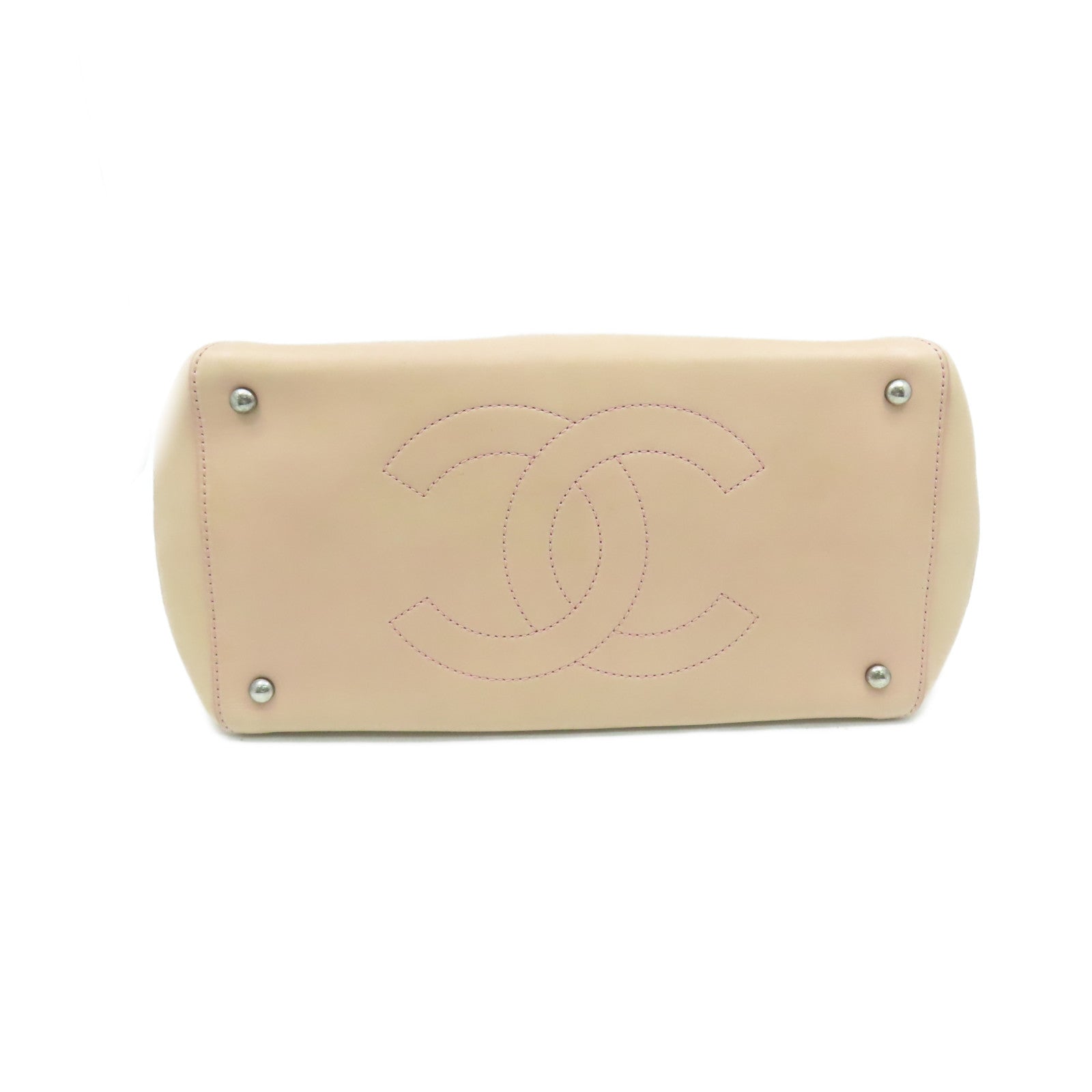 CHANEL 菱格羊皮皮革2Way Tote Bag銀扣鏈帶肩背袋粉紅色