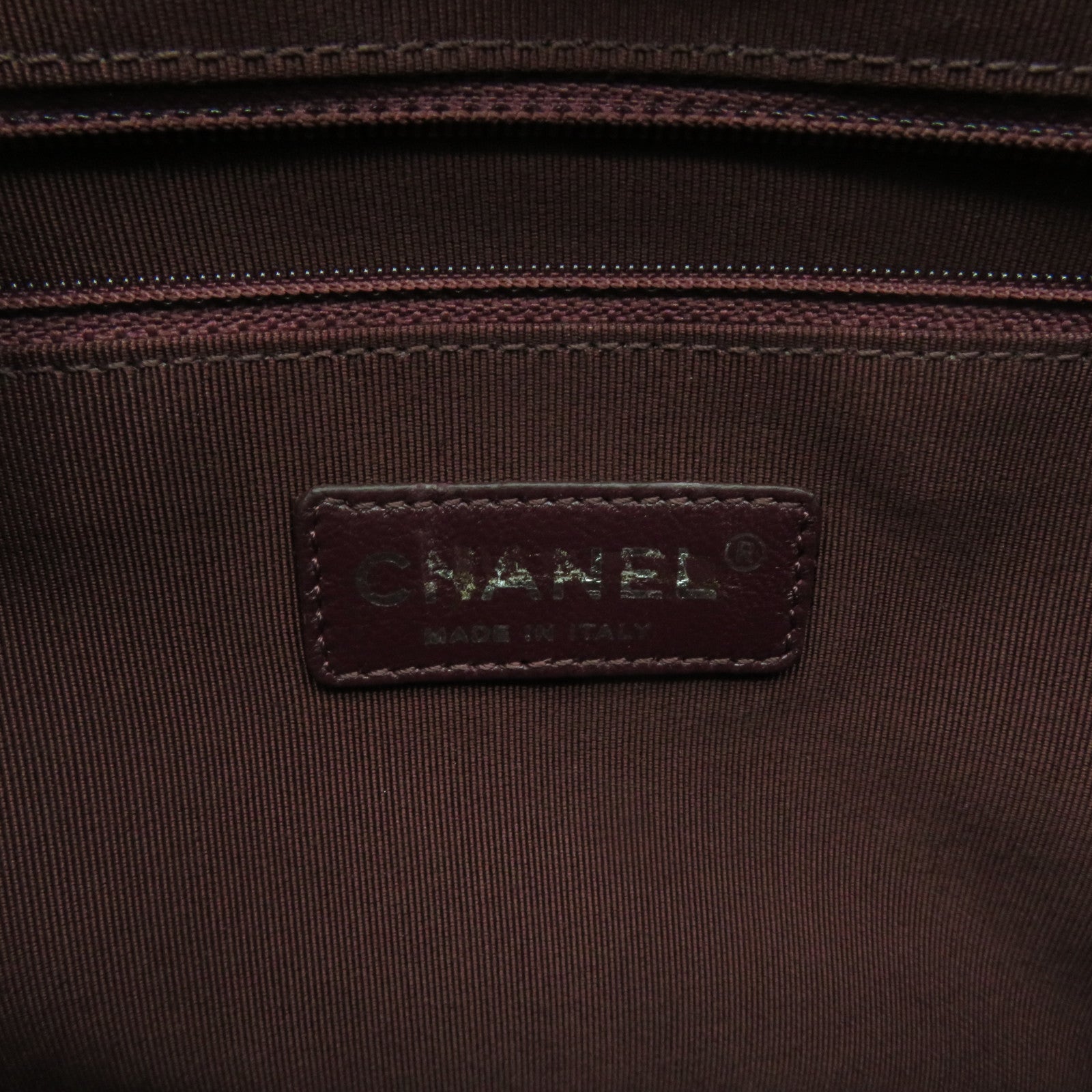 CHANEL 斜紋羊皮皮革Tote Bag銀扣肩帶袋黑色
