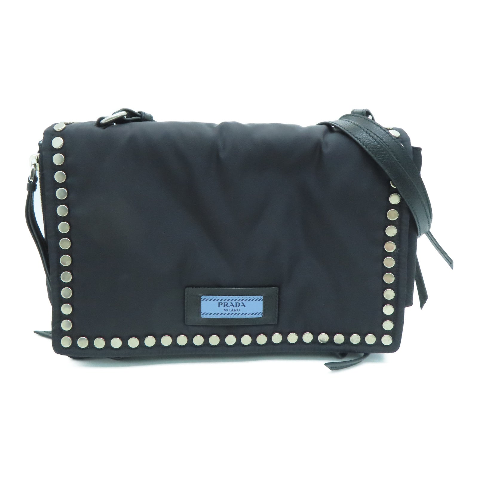 PRADA 尼龙Shoulder Bag金扣肩背袋黑色