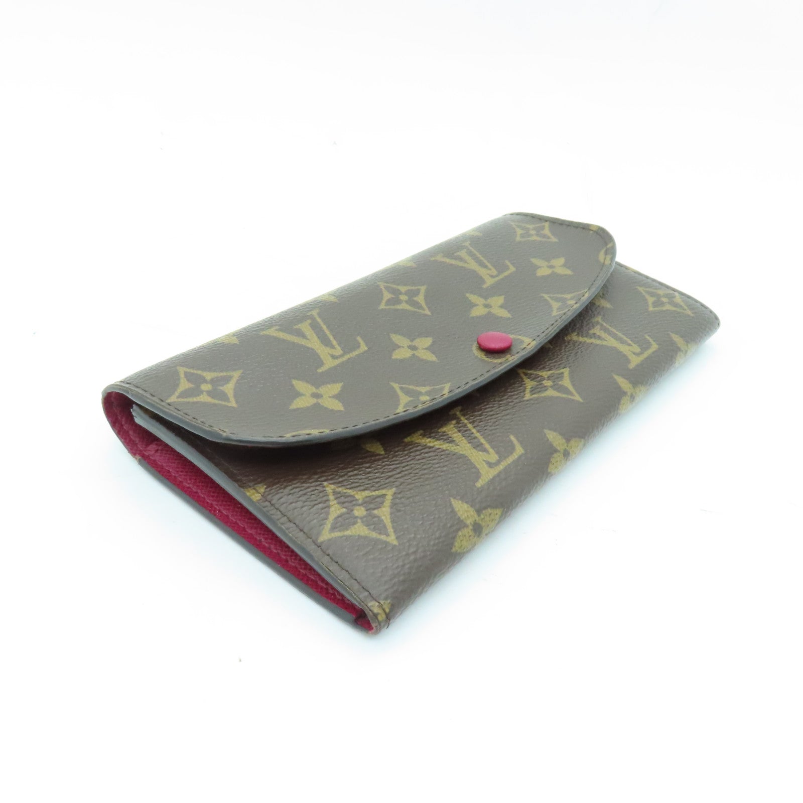 LOUIS VUITTON Monogram Wallet Gold Buckle Long Wallet Brown/Wine Red