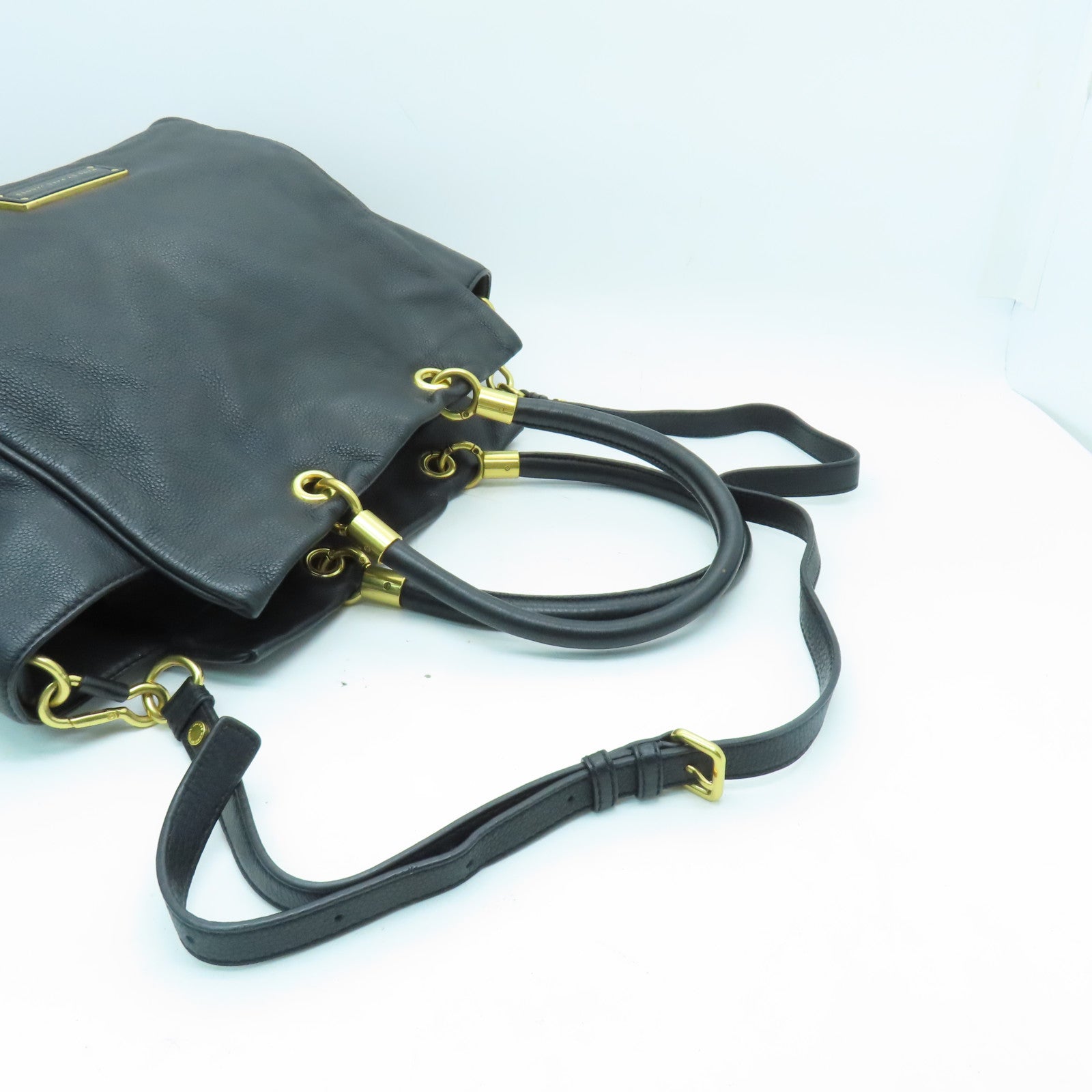 MARC BY MARC JACOBS 【激減優惠】牛皮皮革2 Way Shoulder金扣手挽肩背兩用袋黑色