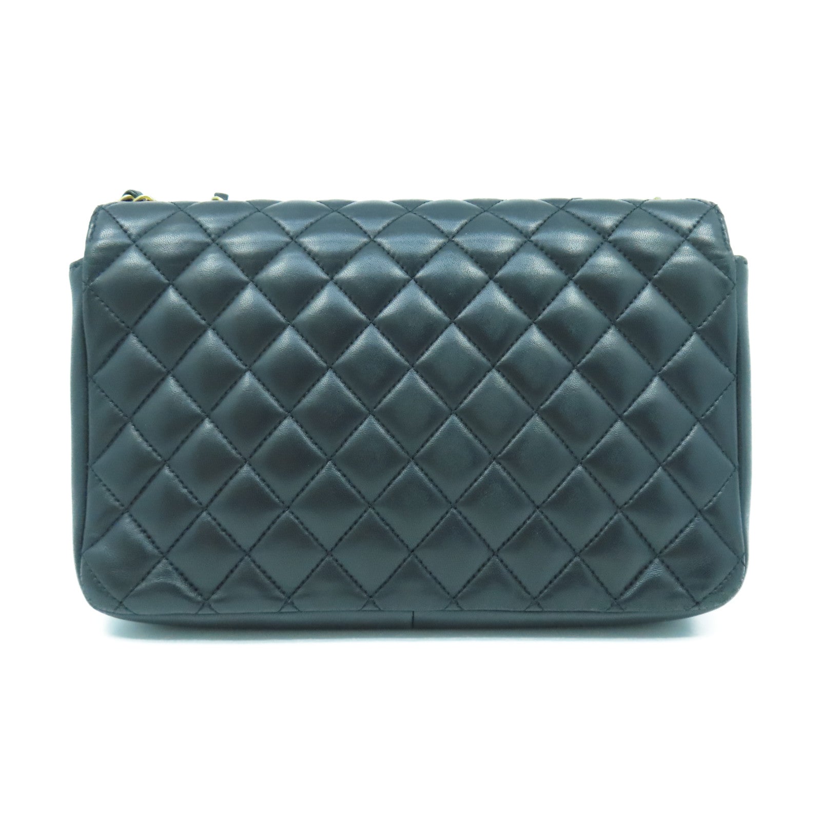 CHANEL 菱格羊皮皮革Shoulder Bag金扣鏈帶肩背袋黑色