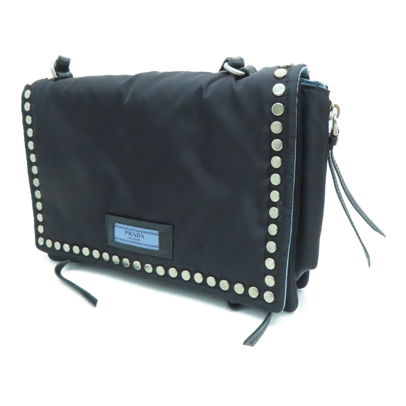 PRADA 尼龙Shoulder Bag金扣肩背袋黑色
