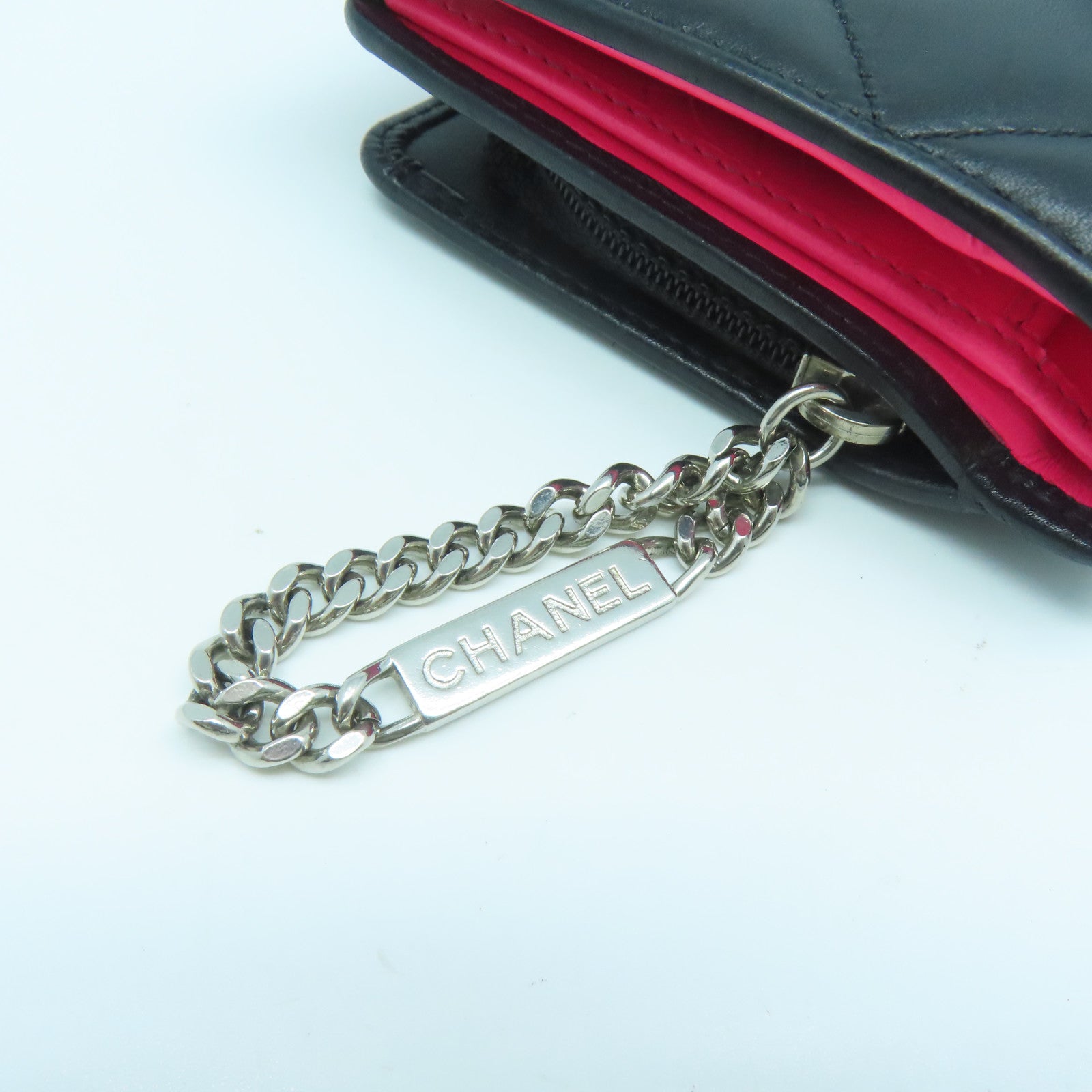 CHANEL 牛皮皮革Cambon Line Wallet銀扣錢包黑色