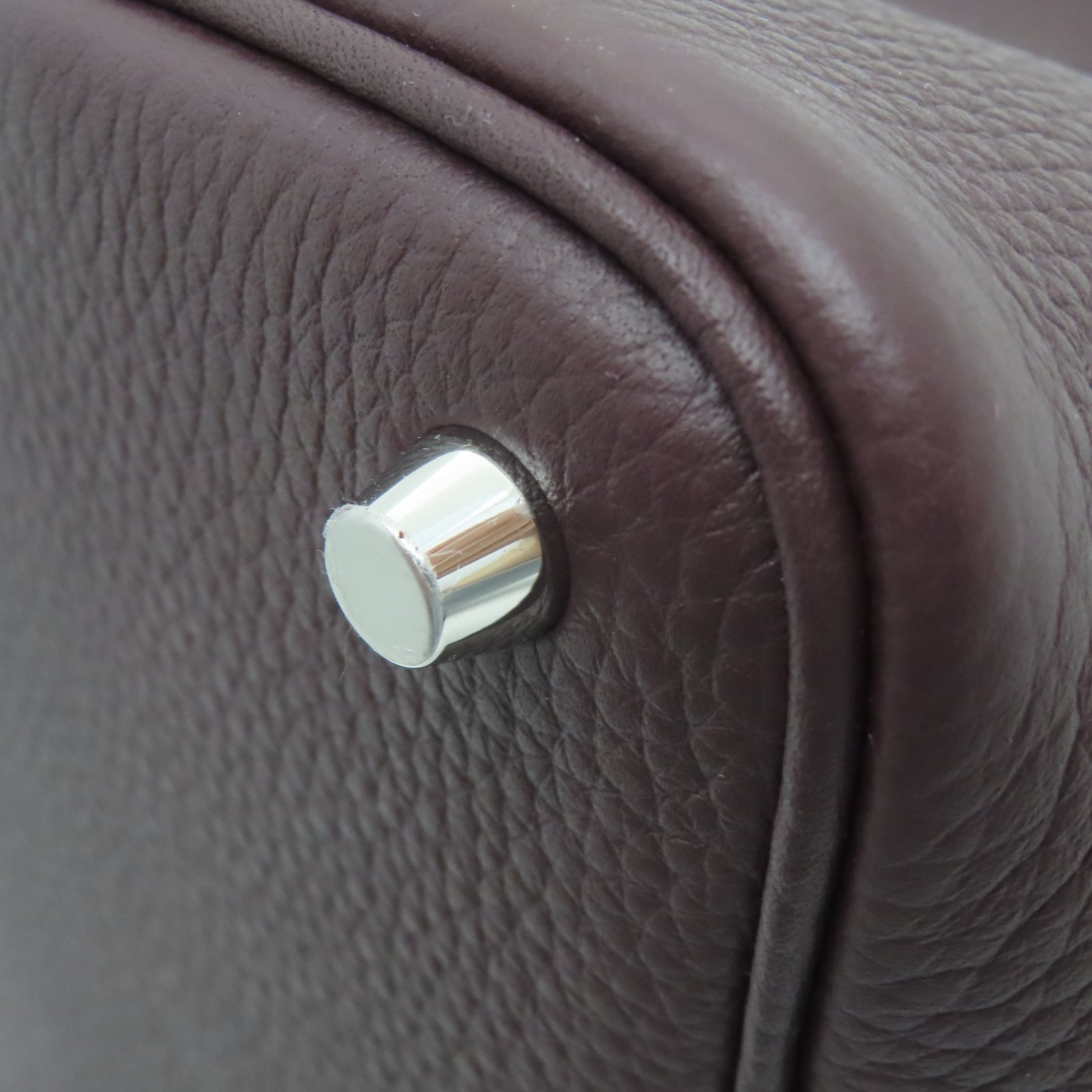 HERMES Taurillon Clemence皮革Picotin PM银扣手挽袋红色