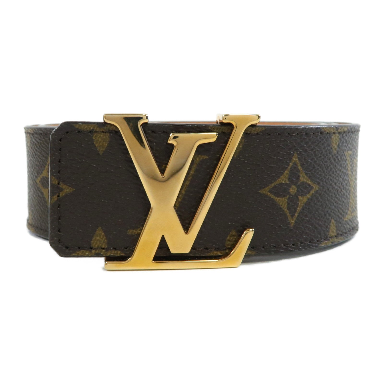 LOUIS VUITTON Monogram Initiales 40mm金扣皮帶啡色