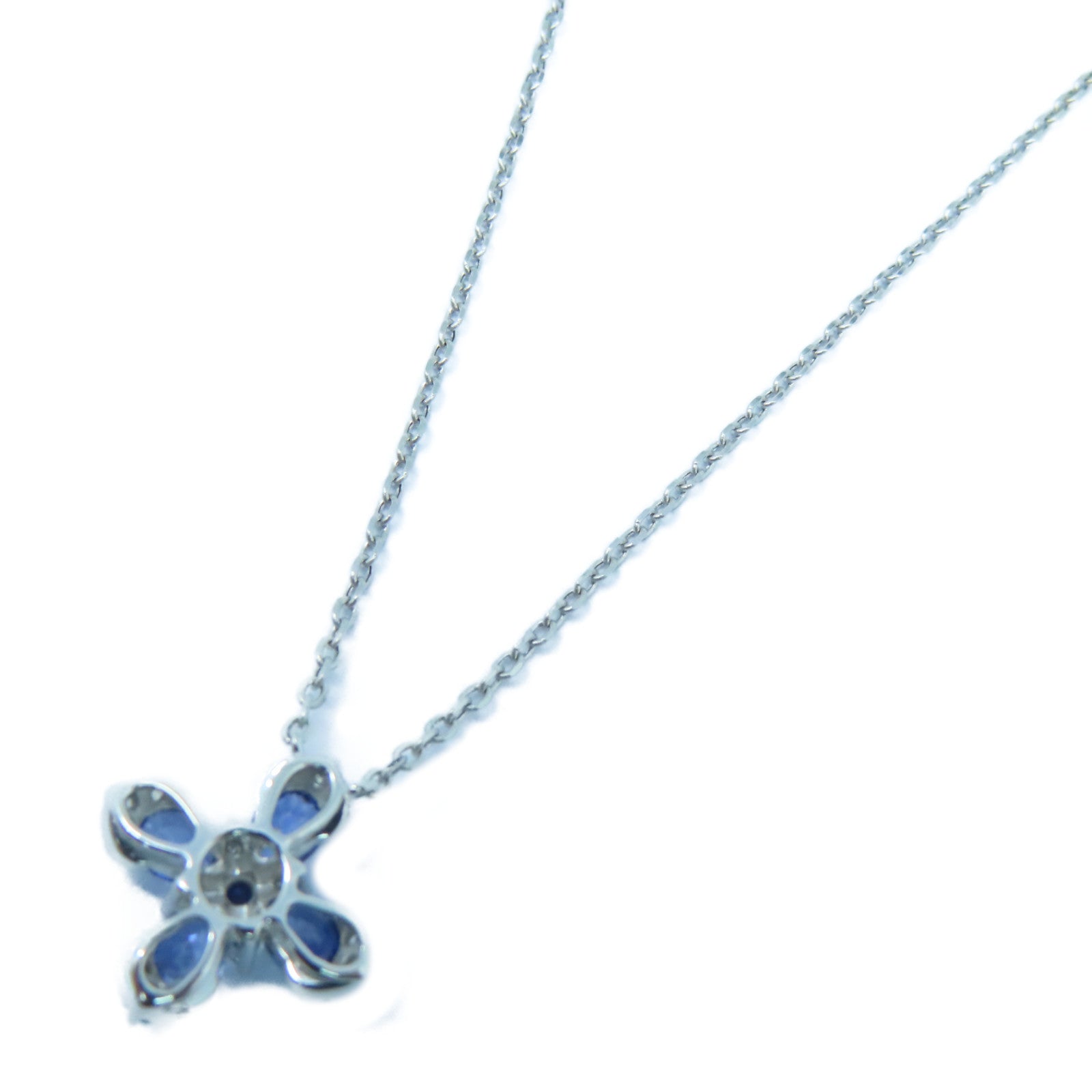 JEWELRY 14K白金Diamond / Sapphire Necklace 0.15ct钻石/0.75ct蓝宝石项链