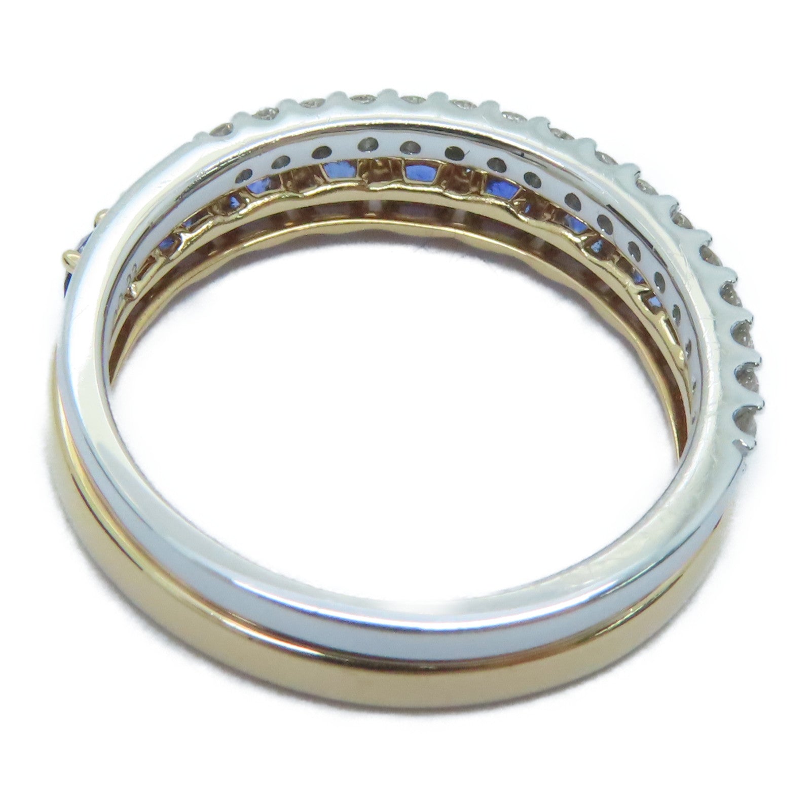 JEWELRY 【激減優惠】18K白金/玫瑰金0.16ct藍寶石/0.23ct鑽石戒指US#6.5