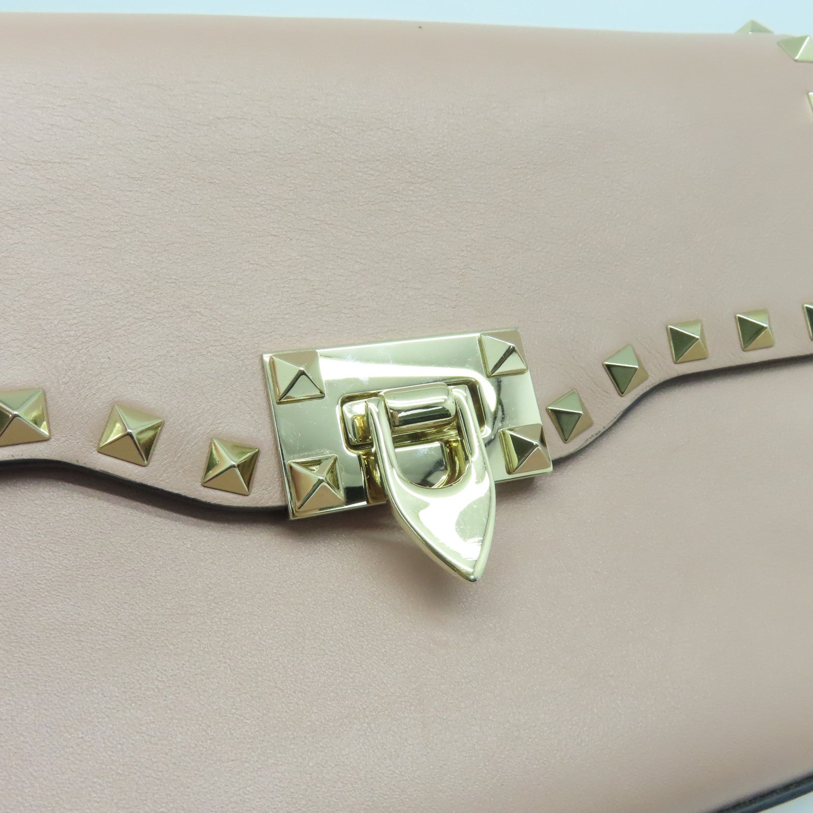 Valentino Calfskin Leather Garavani Rockstud Bag Gold Buckle Shoulder Bag Pink