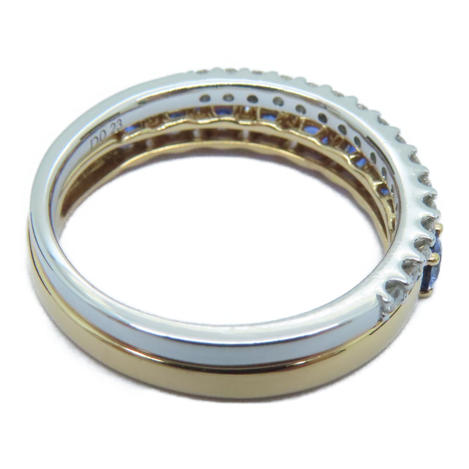 JEWELRY 【激減優惠】18K白金/玫瑰金0.16ct藍寶石/0.23ct鑽石戒指US#6.5
