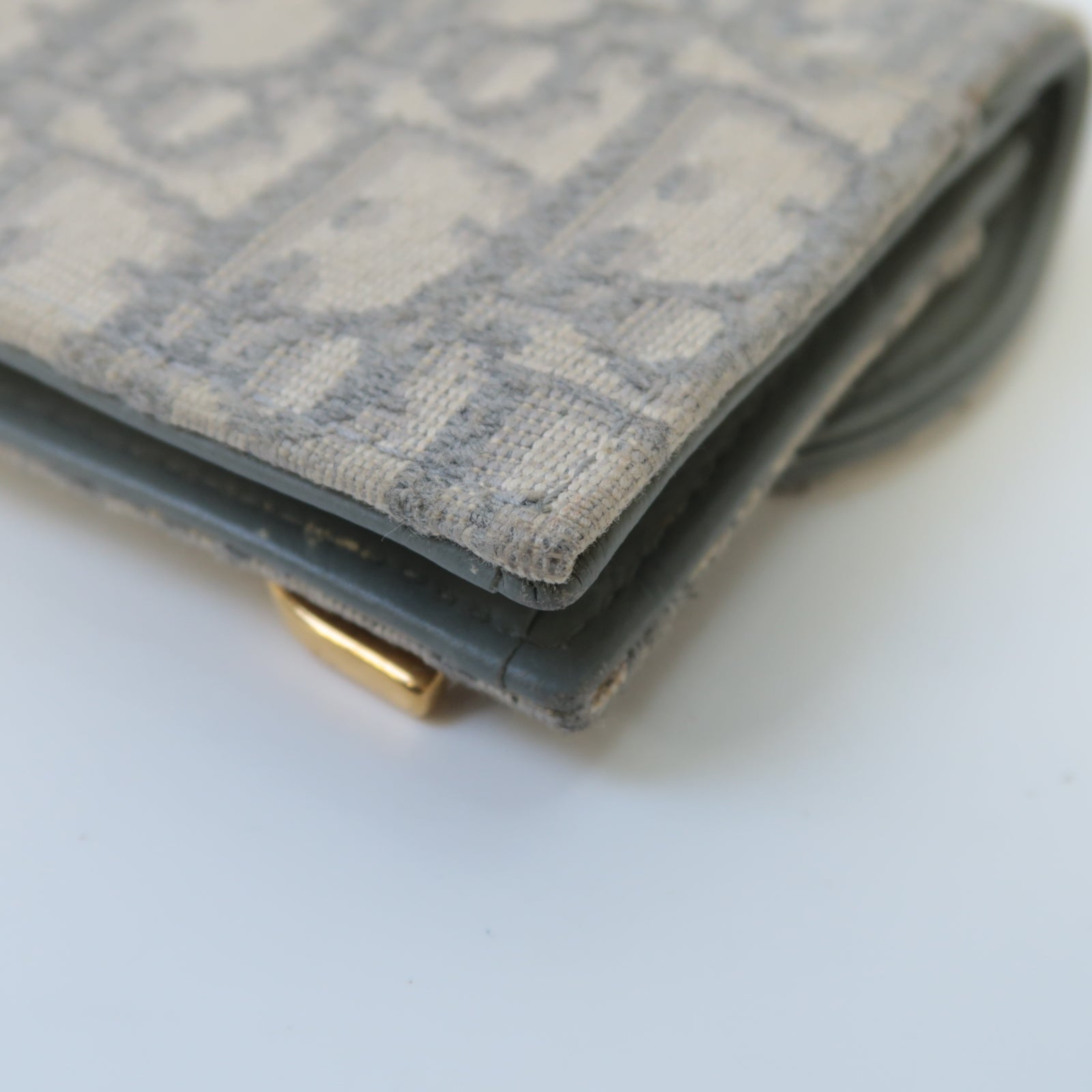 Dior 帆布Saddle Flap Card Holder金扣卡片套灰色
