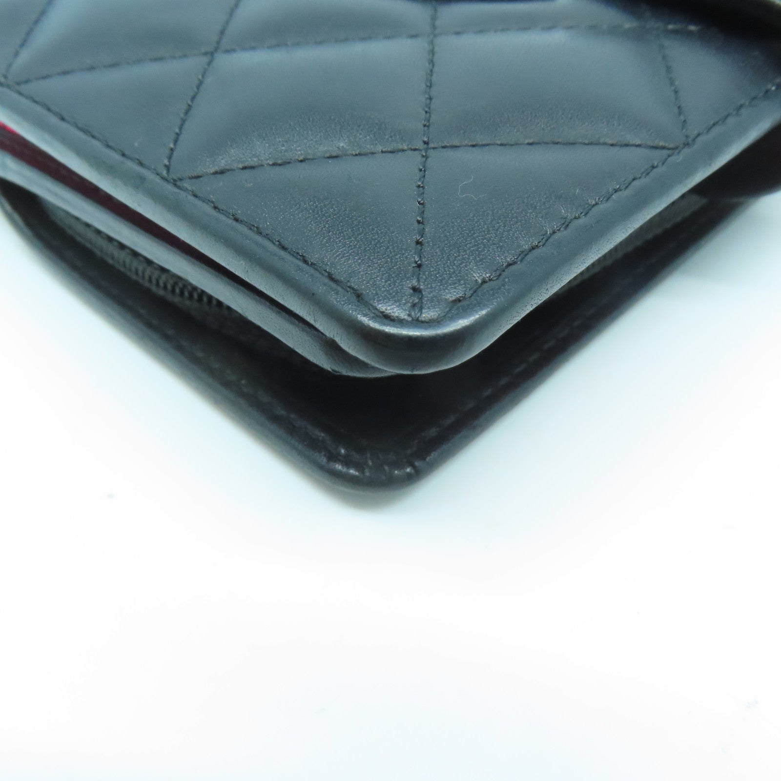 CHANEL 牛皮皮革Cambon Line Wallet銀扣錢包黑色