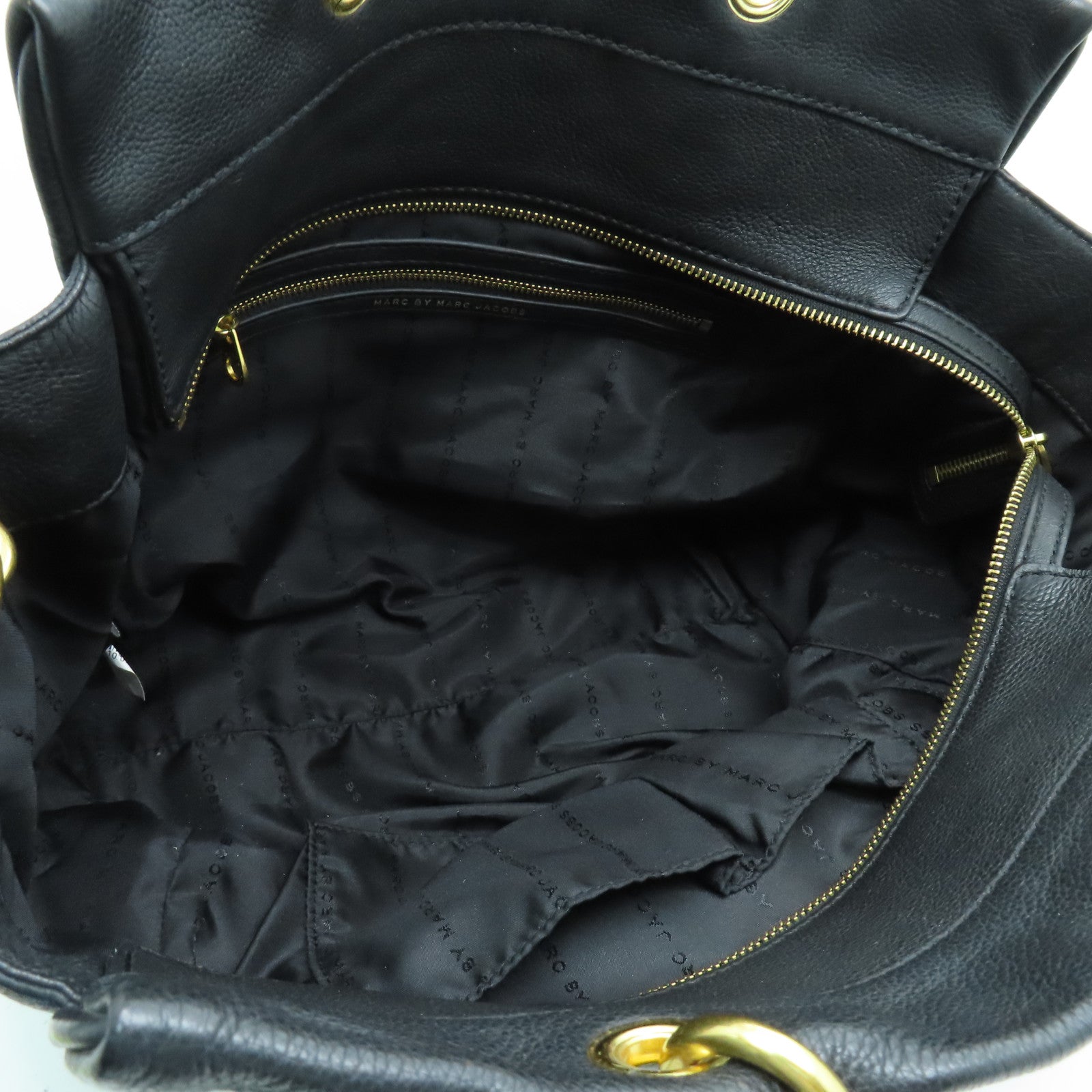 MARC BY MARC JACOBS 【激減優惠】牛皮皮革2 Way Shoulder金扣手挽肩背兩用袋黑色
