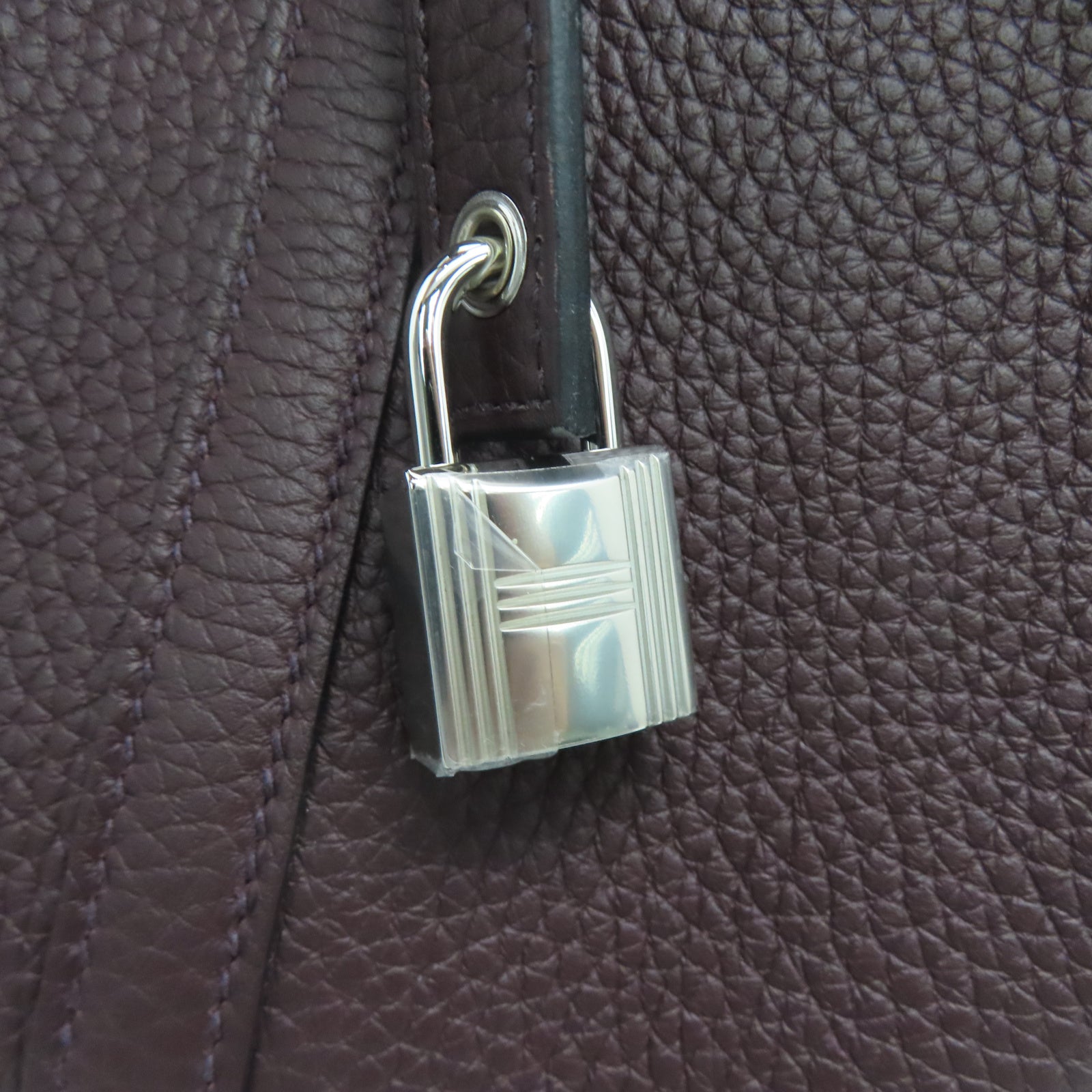 HERMES Taurillon Clemence皮革Picotin PM银扣手挽袋红色