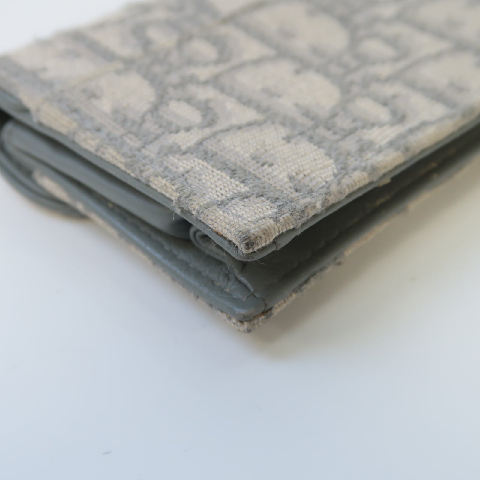 Dior 帆布Saddle Flap Card Holder金扣卡片套灰色