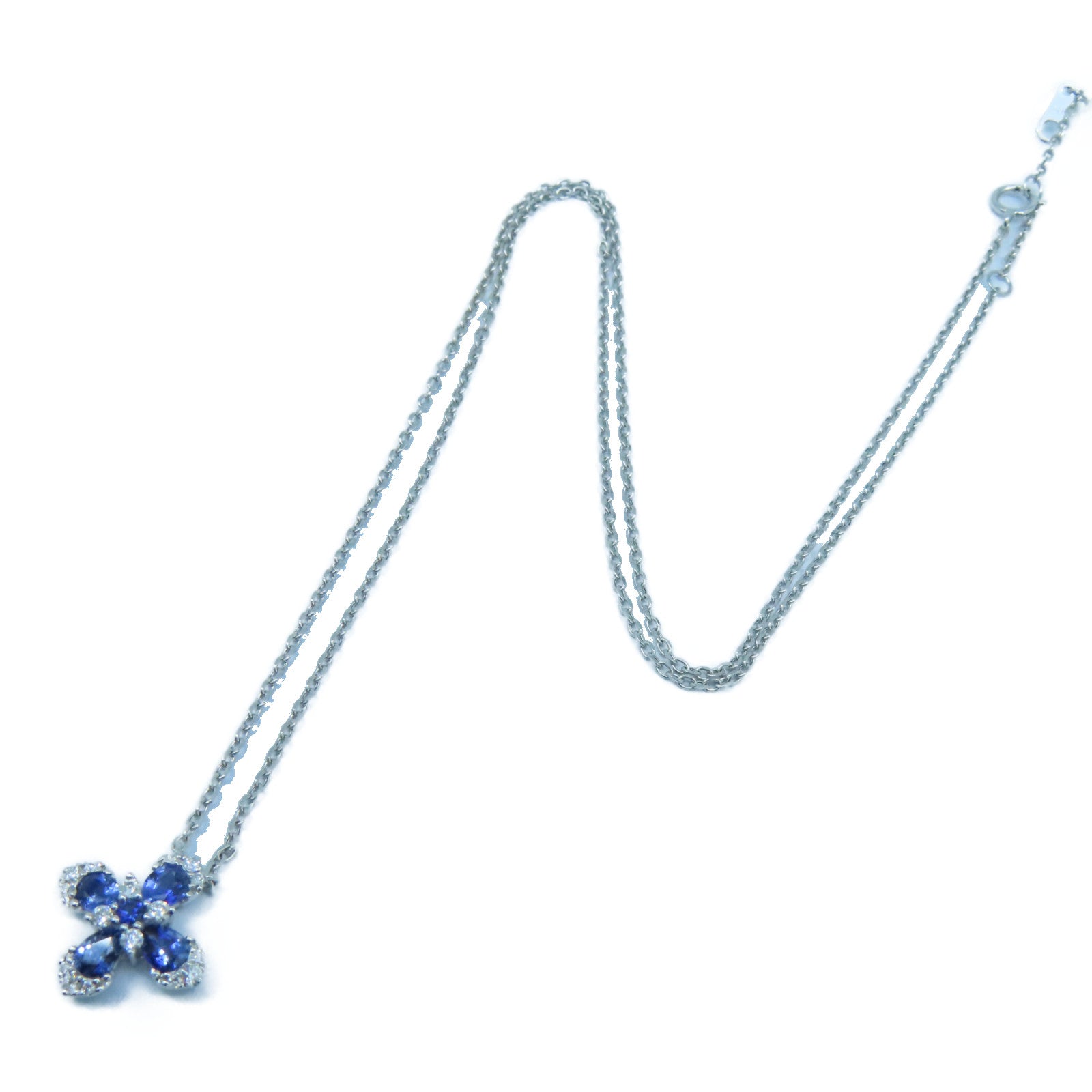 JEWELRY 14K白金Diamond / Sapphire Necklace 0.15ct钻石/0.75ct蓝宝石项链