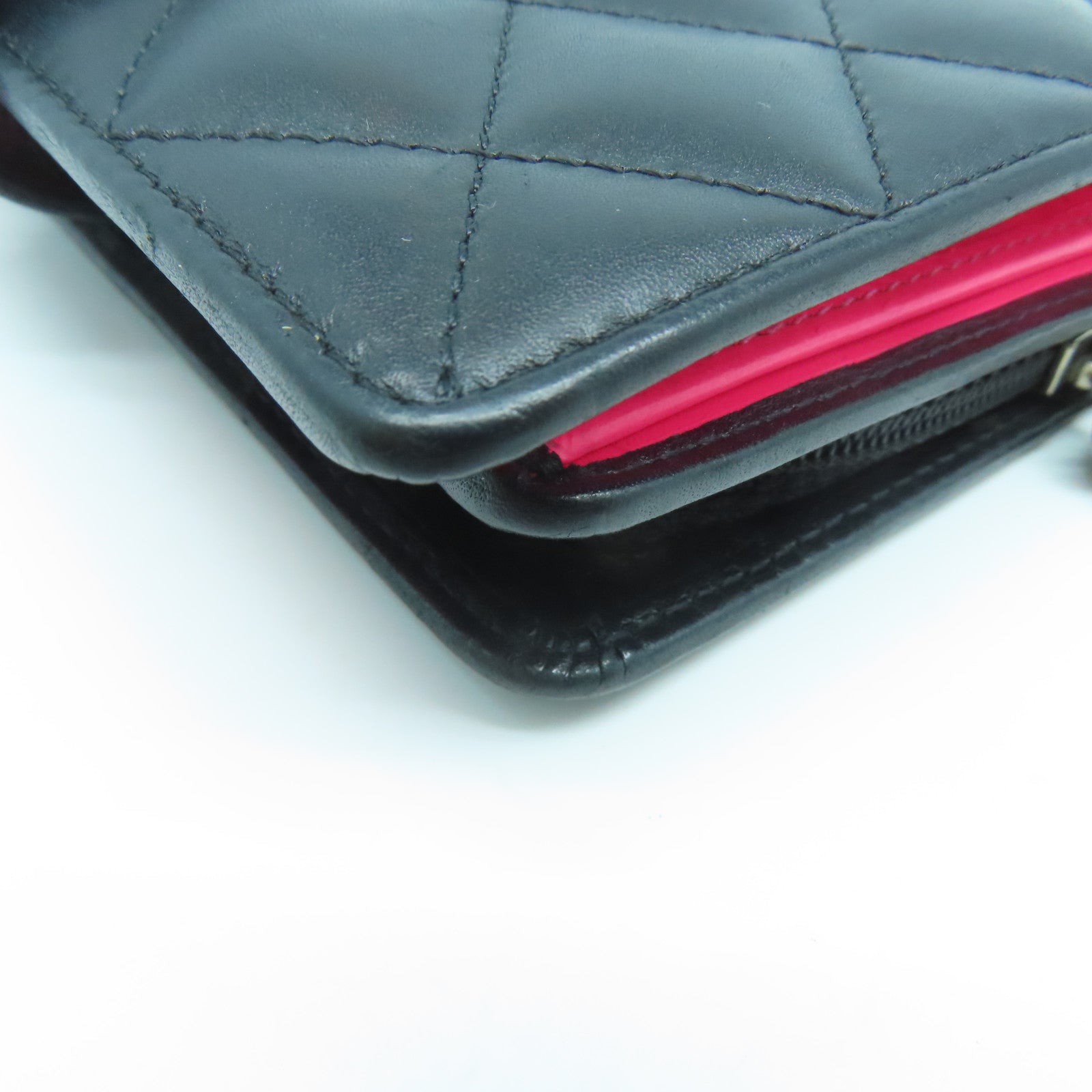 CHANEL 牛皮皮革Cambon Line Wallet銀扣錢包黑色