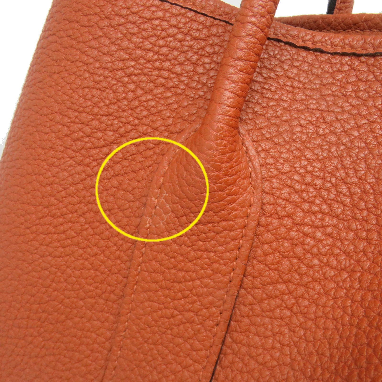 HERMES Negonda Leather GardenParty PM Silver Button Handle Bag Cuivre Brown