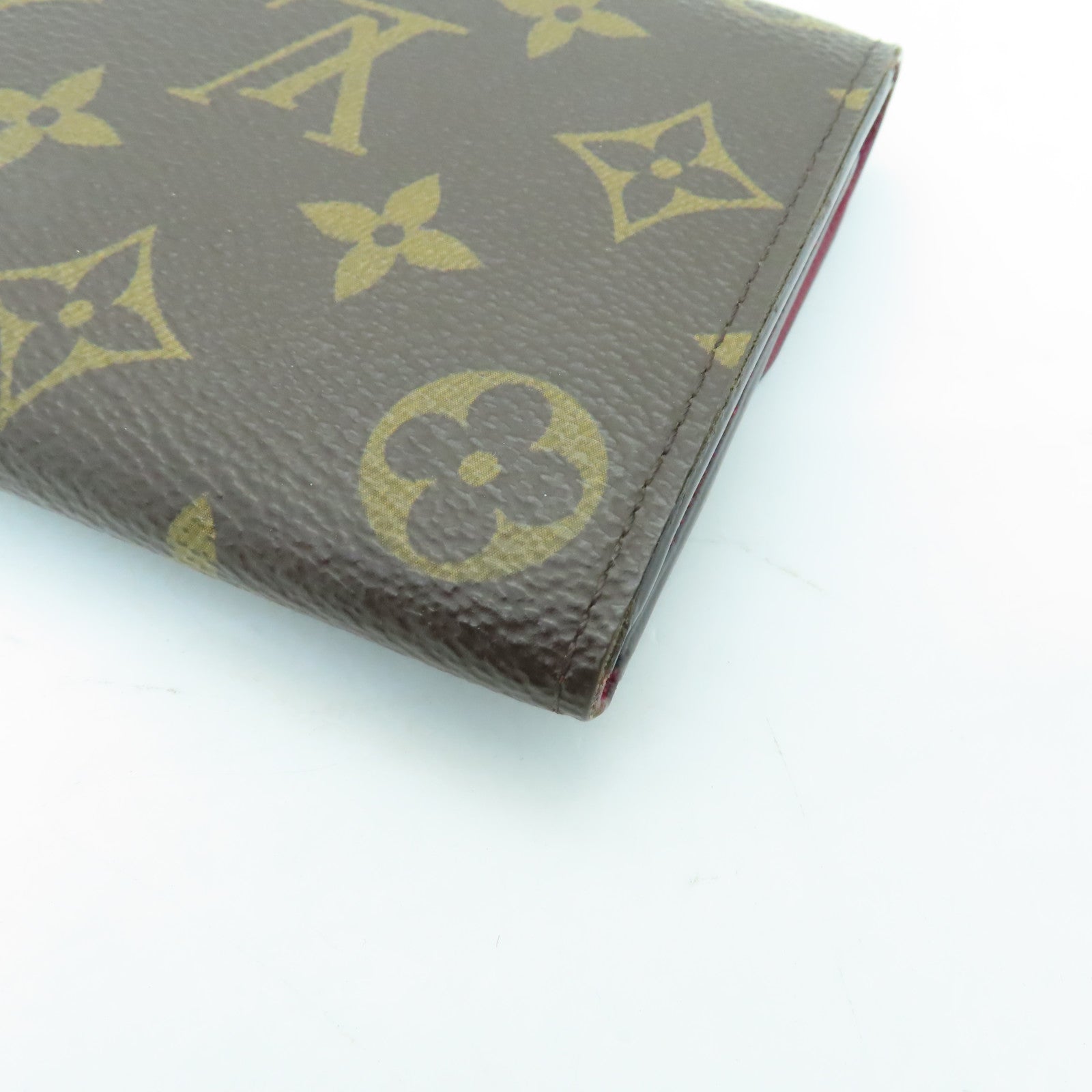 LOUIS VUITTON Monogram Wallet Gold Buckle Long Wallet Brown/Wine Red