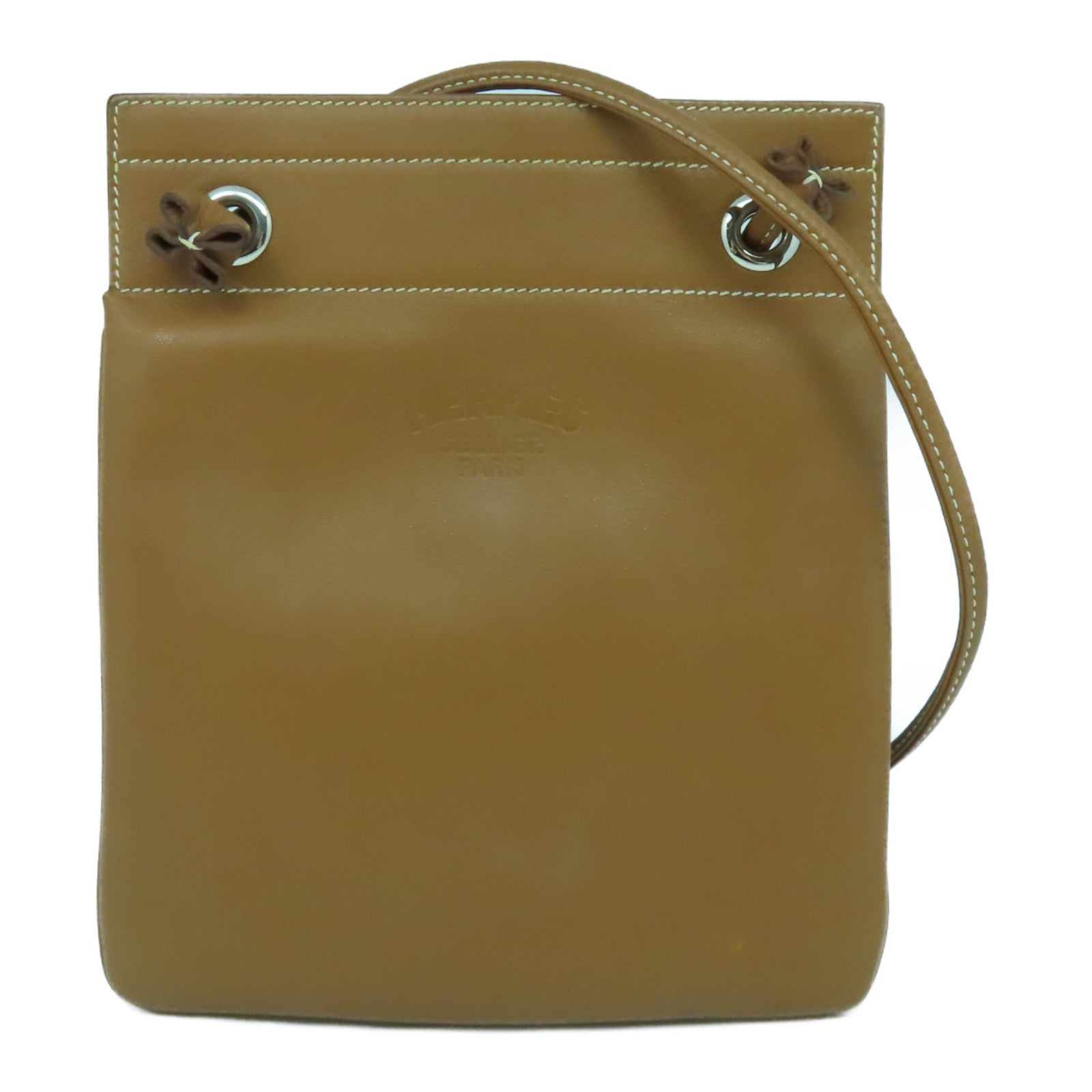 HERMES Swift皮革Mini Aline銀扣肩背袋Gold經典駝色