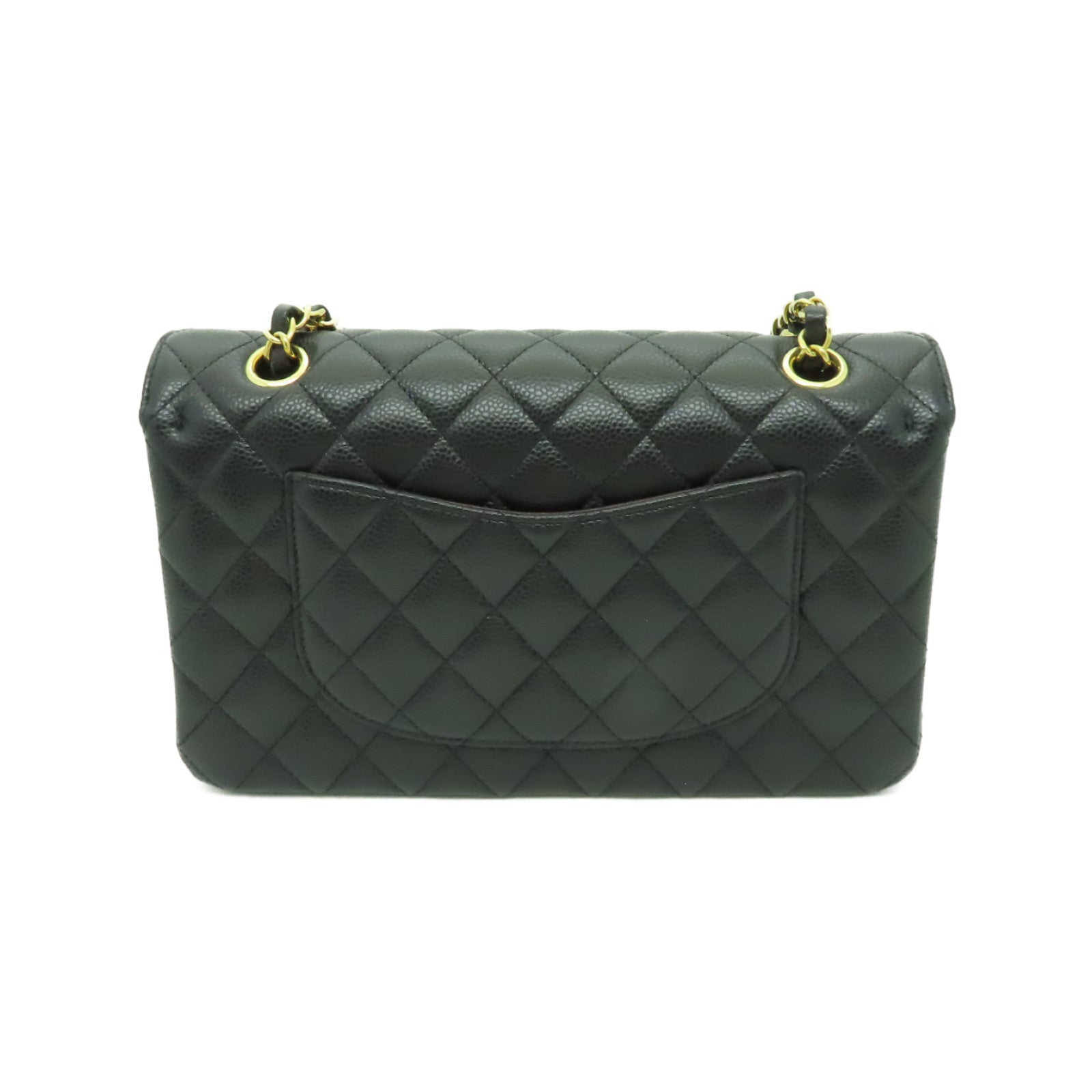 CHANEL 菱格Caviar皮革Classic Flap 25金扣鏈帶肩背袋黒色