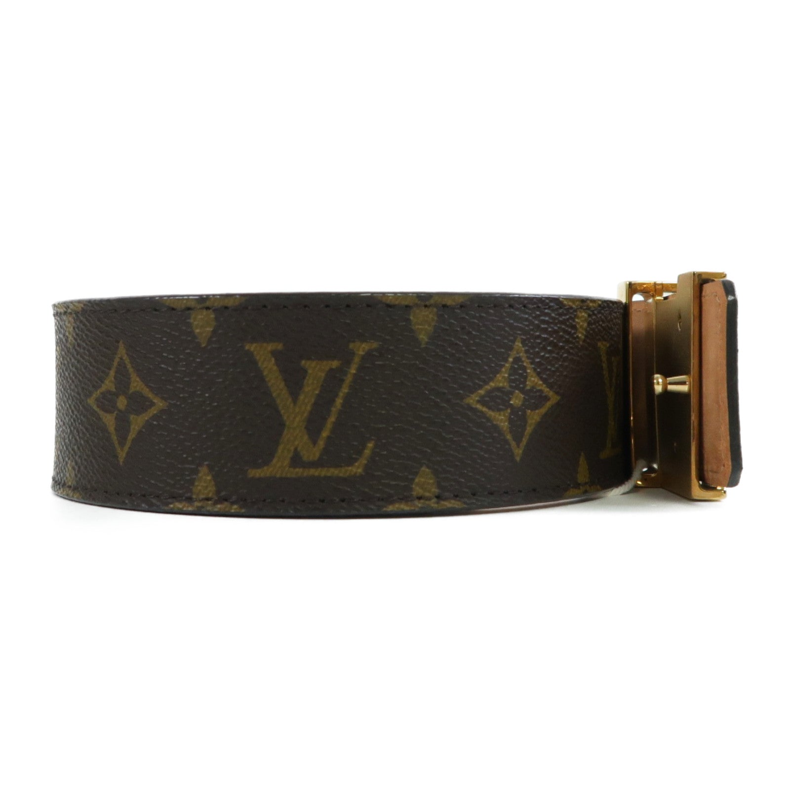 LOUIS VUITTON Monogram Initiales 40mm金扣皮帶啡色