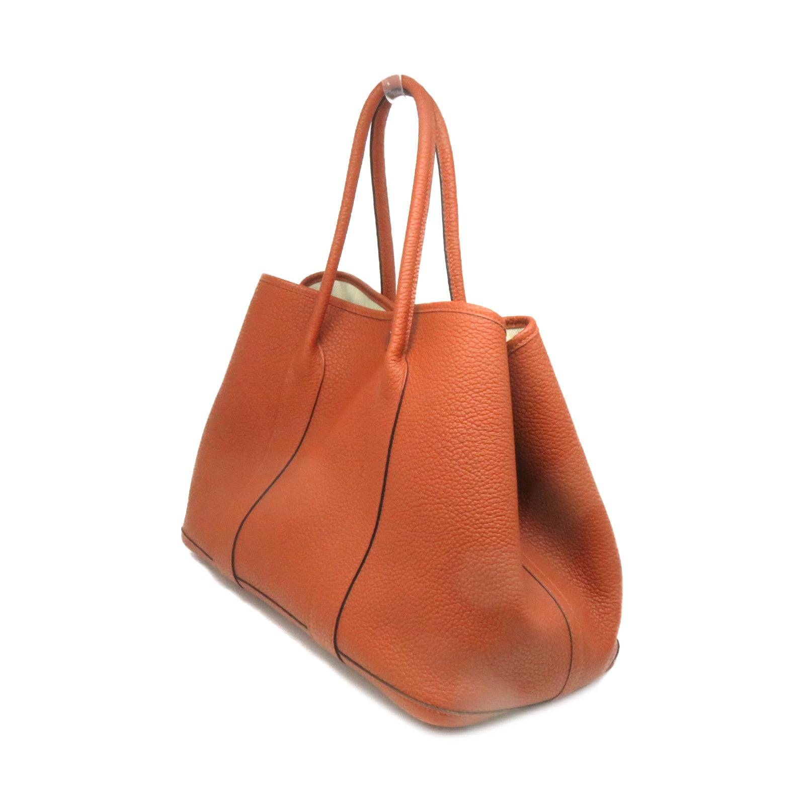 HERMES Negonda Leather GardenParty PM Silver Button Handle Bag Cuivre Brown