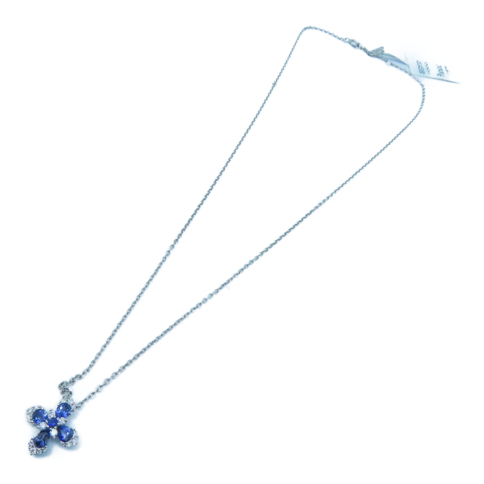 JEWELRY 14K白金Diamond / Sapphire Necklace 0.15ct钻石/0.75ct蓝宝石项链