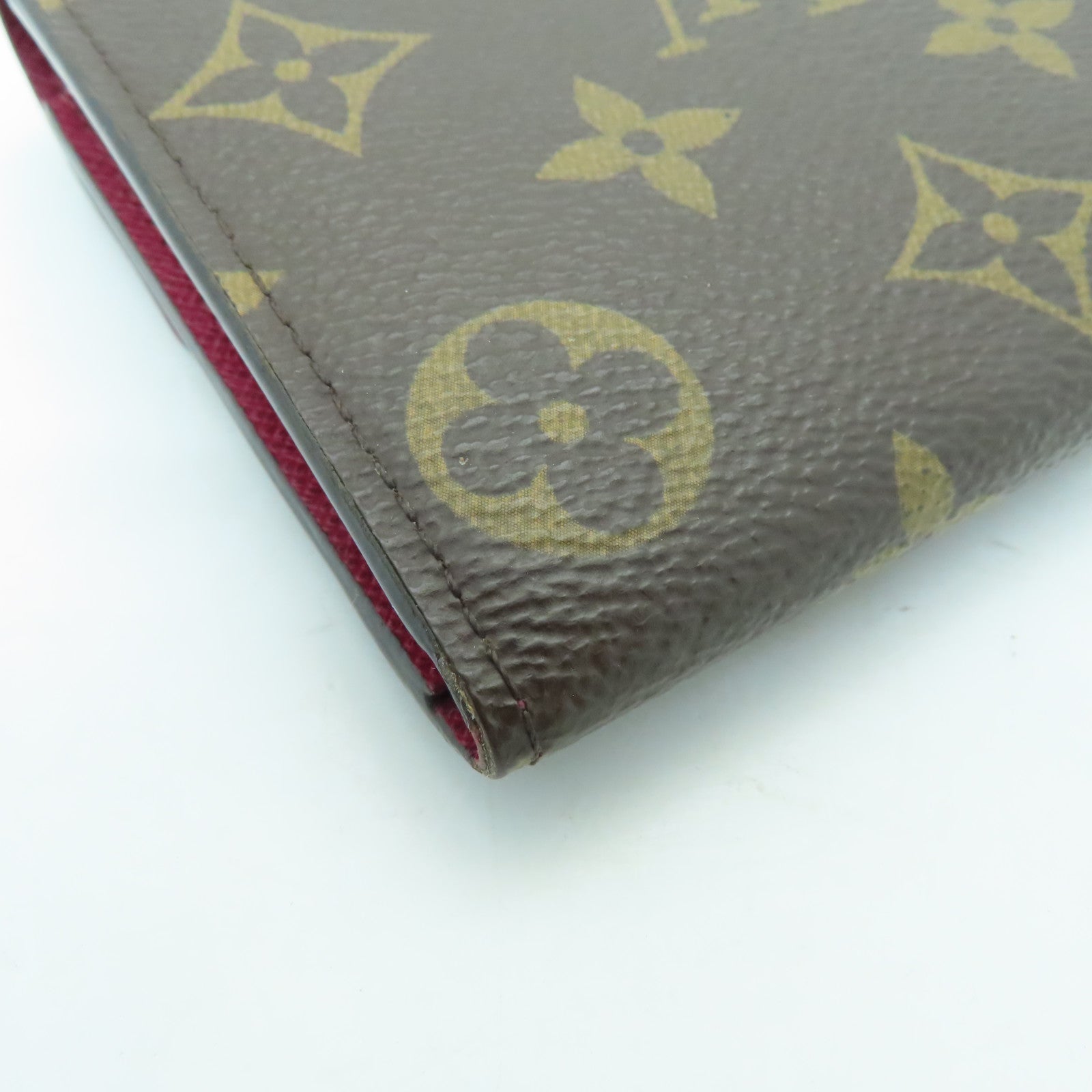 LOUIS VUITTON Monogram Wallet Gold Buckle Long Wallet Brown/Wine Red
