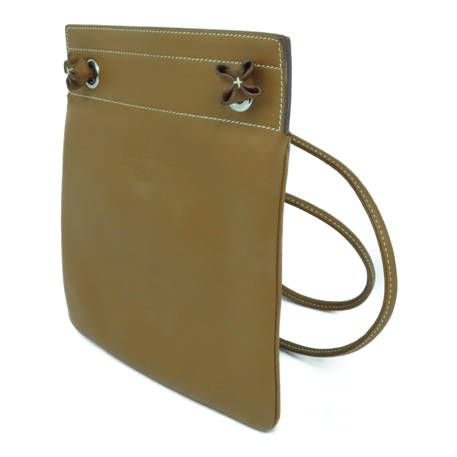 HERMES Swift皮革Mini Aline銀扣肩背袋Gold經典駝色
