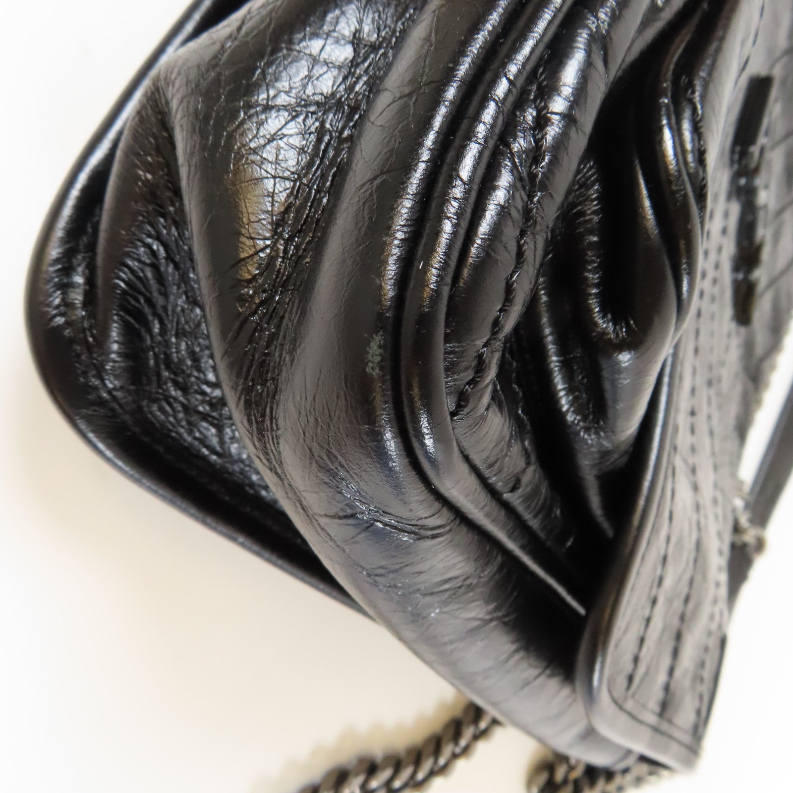 SAINT LAURENT 牛皮皮革Niki Bag黑扣鏈帶肩背袋黑色