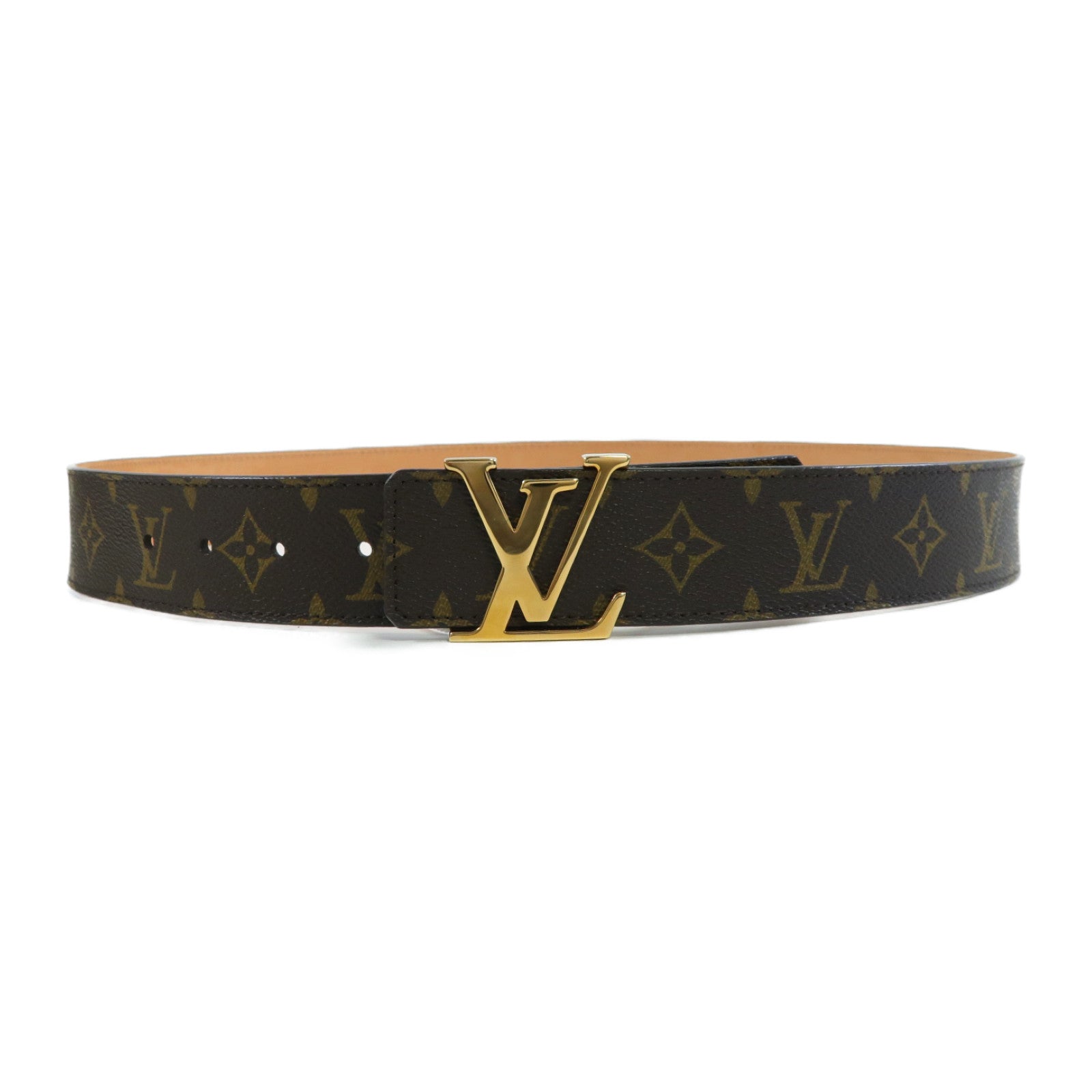 LOUIS VUITTON Monogram Initiales 40mm金扣皮帶啡色