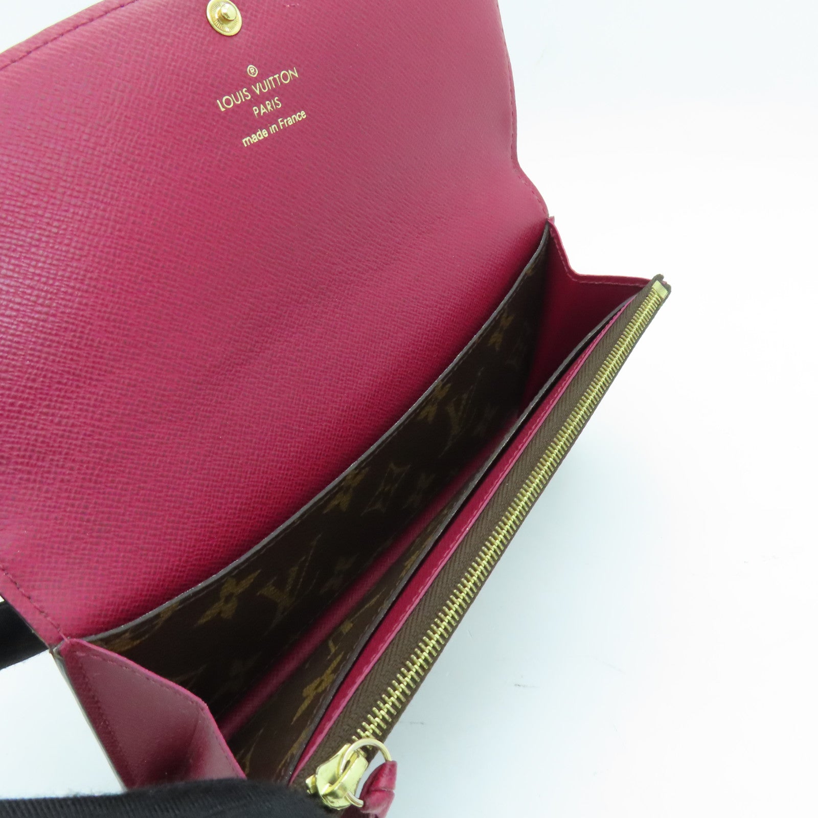 LOUIS VUITTON Monogram Wallet Gold Buckle Long Wallet Brown/Wine Red