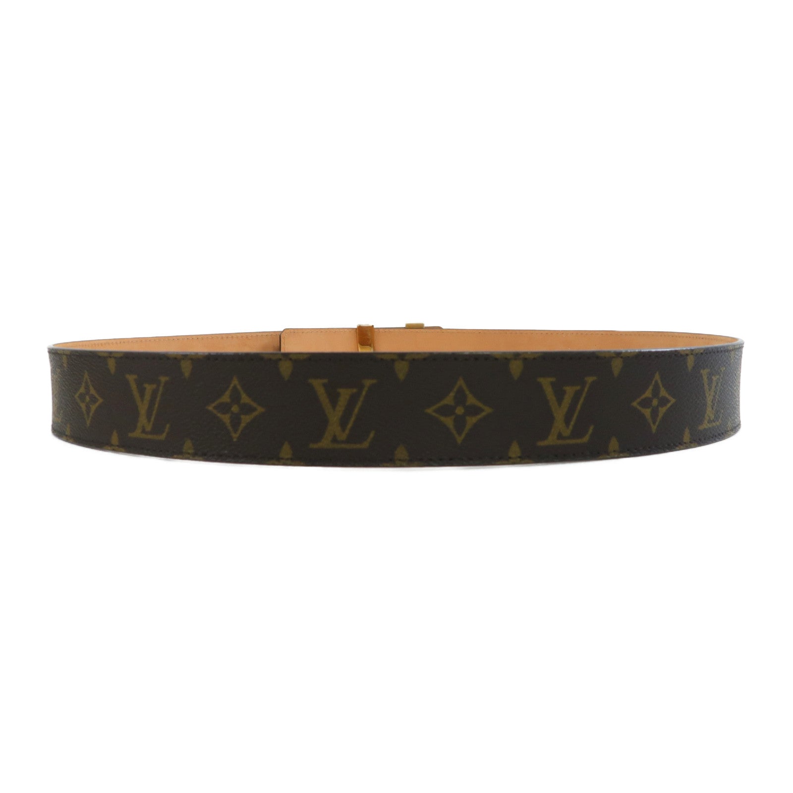 LOUIS VUITTON Monogram Initiales 40mm金扣皮帶啡色