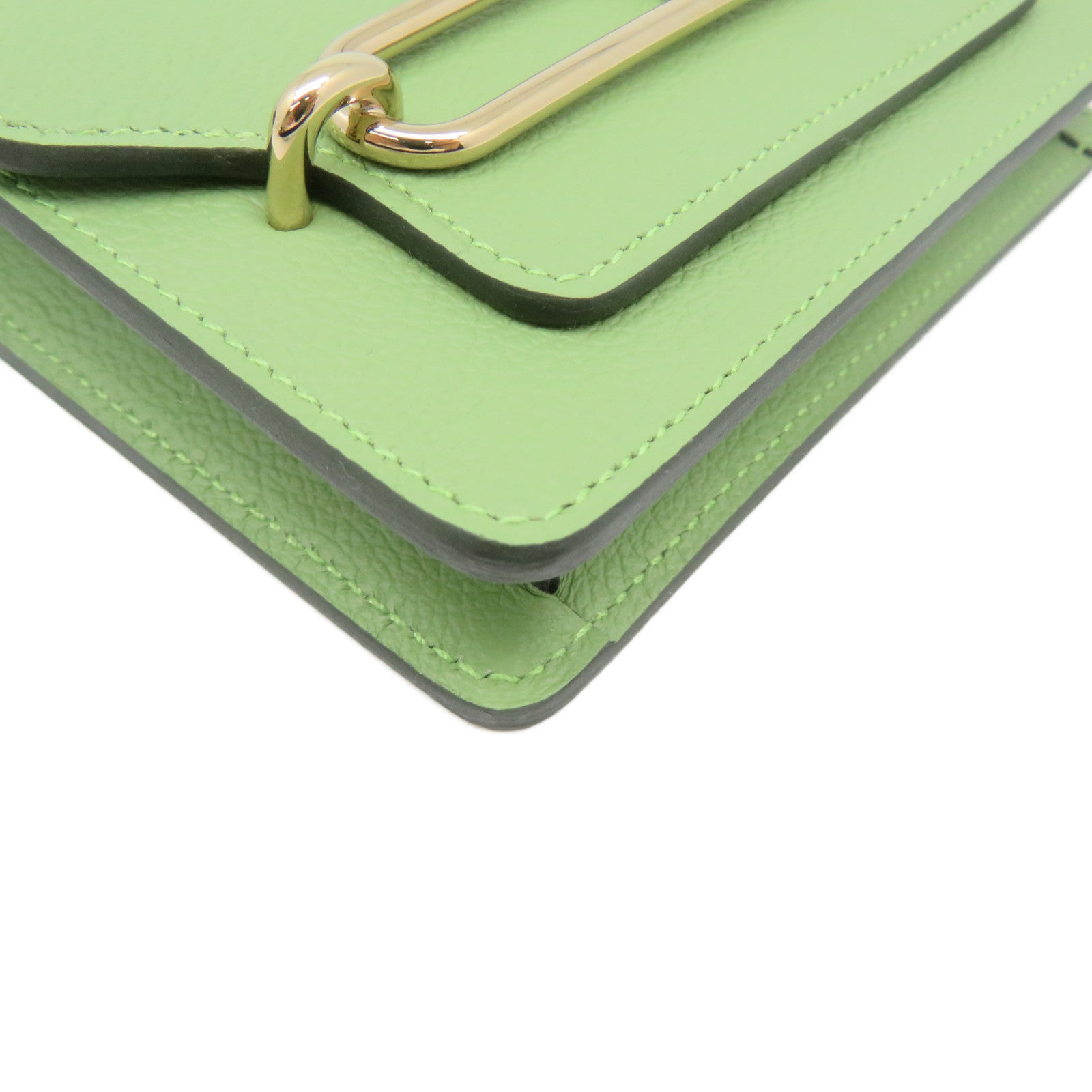 HERMES 【激減優惠】Evercolour皮革Roulis Slim Wallet金扣短錢包Vert Criquet淺綠色
