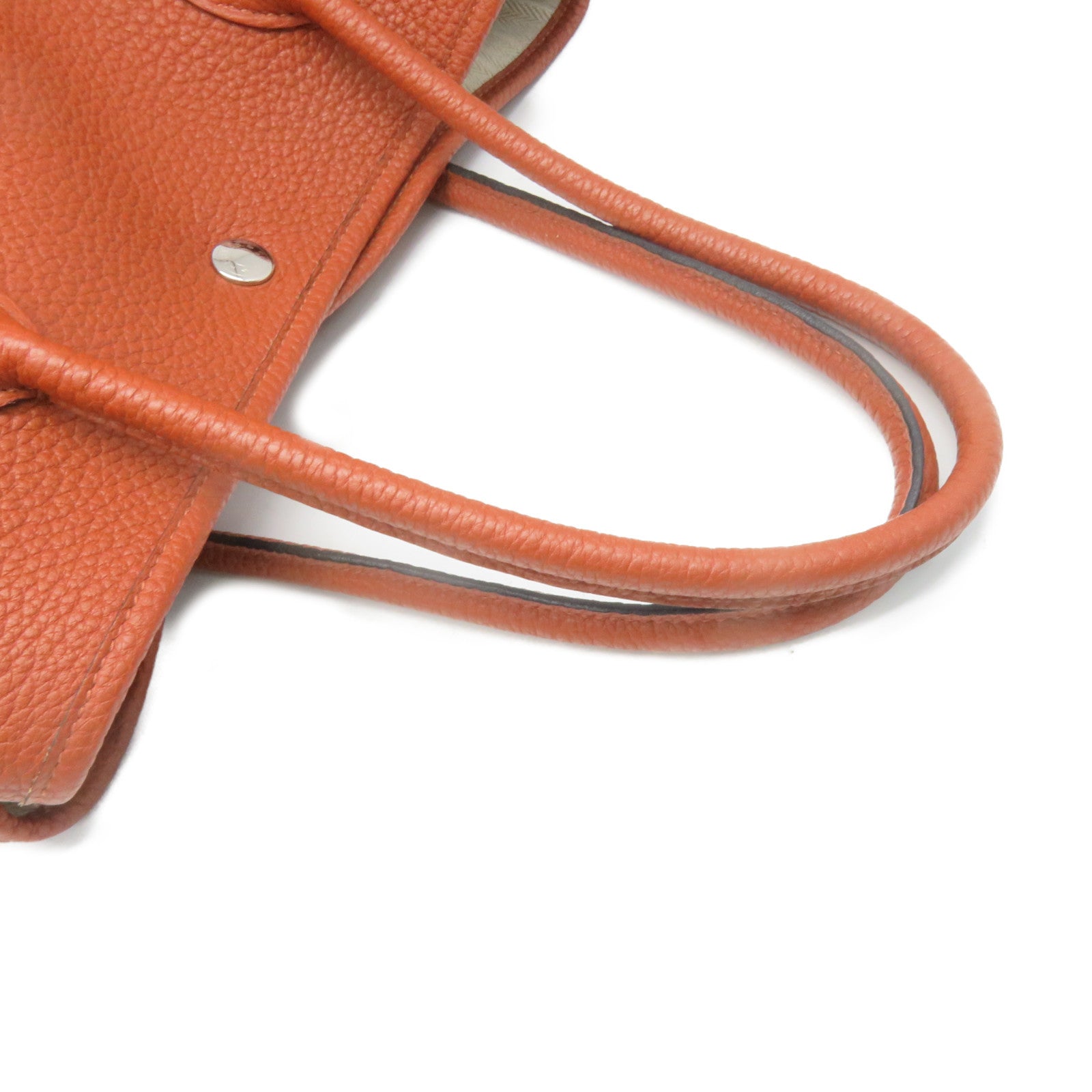 HERMES Negonda Leather GardenParty PM Silver Button Handle Bag Cuivre Brown