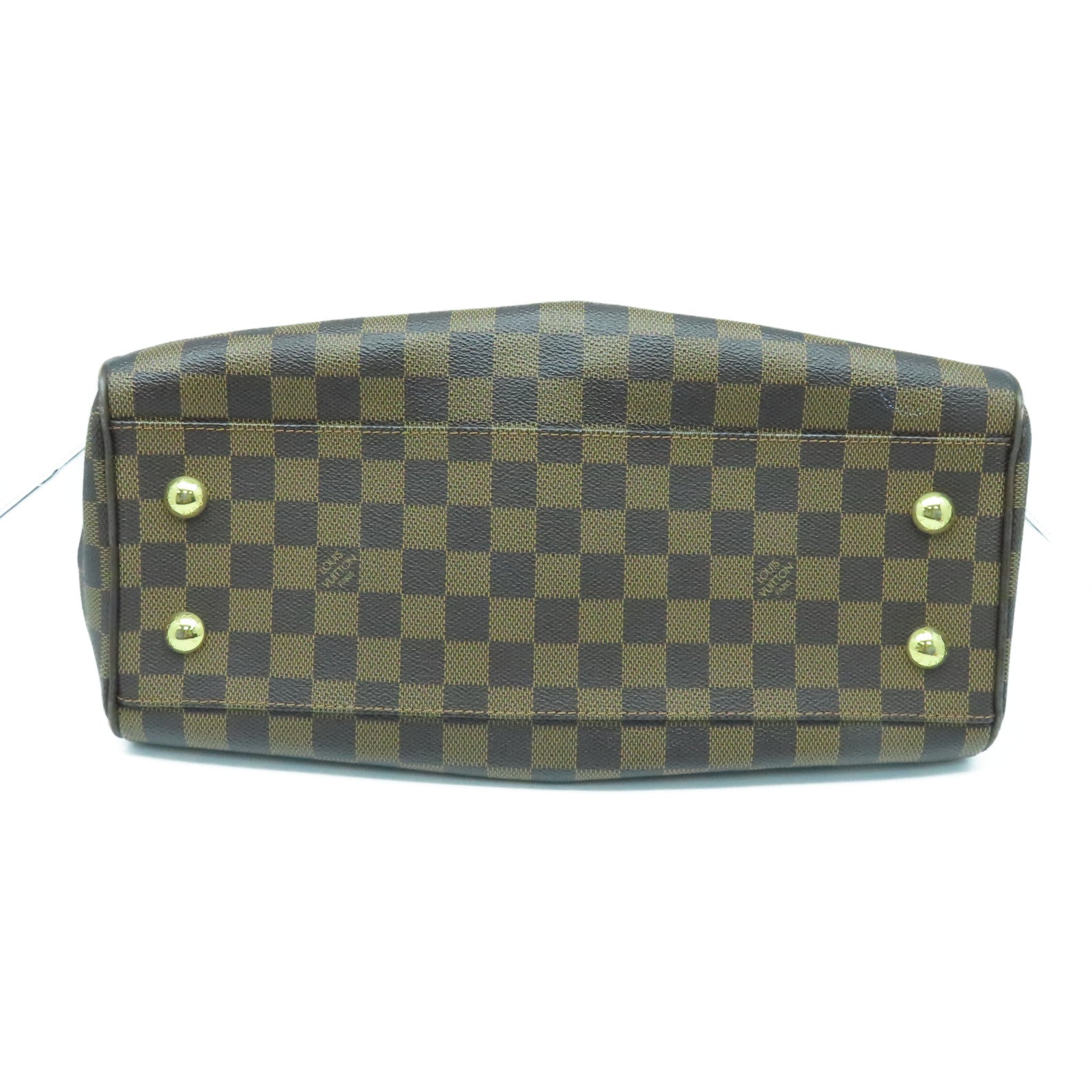 LOUIS VUITTON Damier Trevi PM gold buckle handle shoulder bag brown