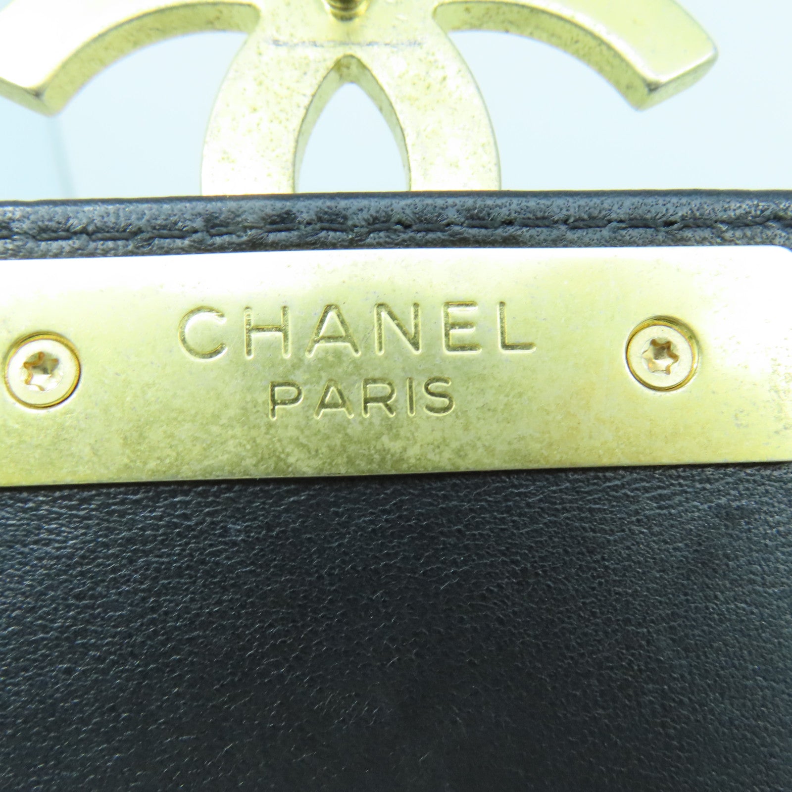 CHANEL 菱格羊皮皮革Shoulder Bag金扣鏈帶肩背袋黑色