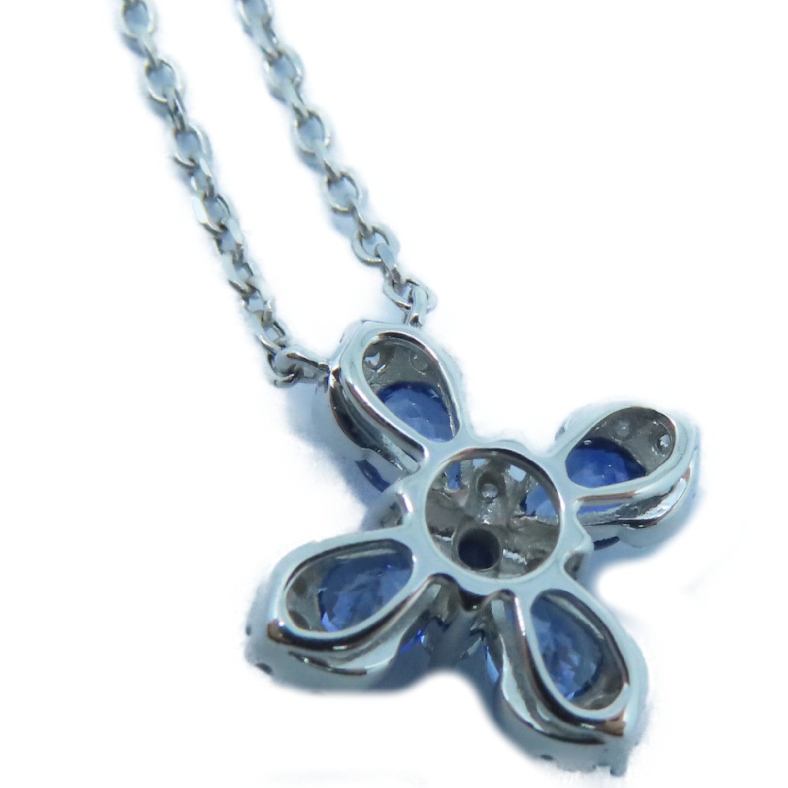 JEWELRY 14K白金Diamond / Sapphire Necklace 0.15ct钻石/0.75ct蓝宝石项链