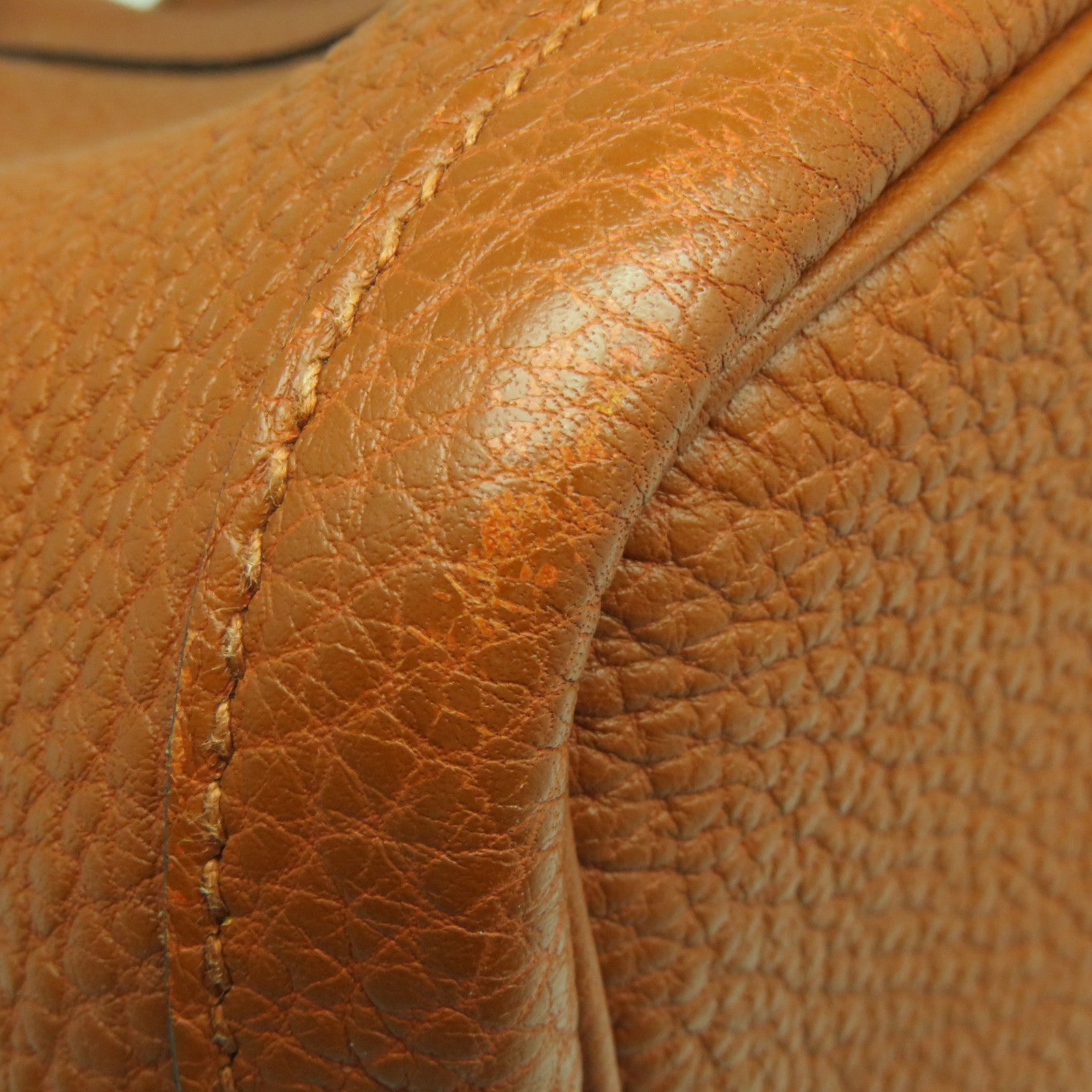 HERMES Negonda Leather GardenParty PM Silver Button Handle Bag Cuivre Brown